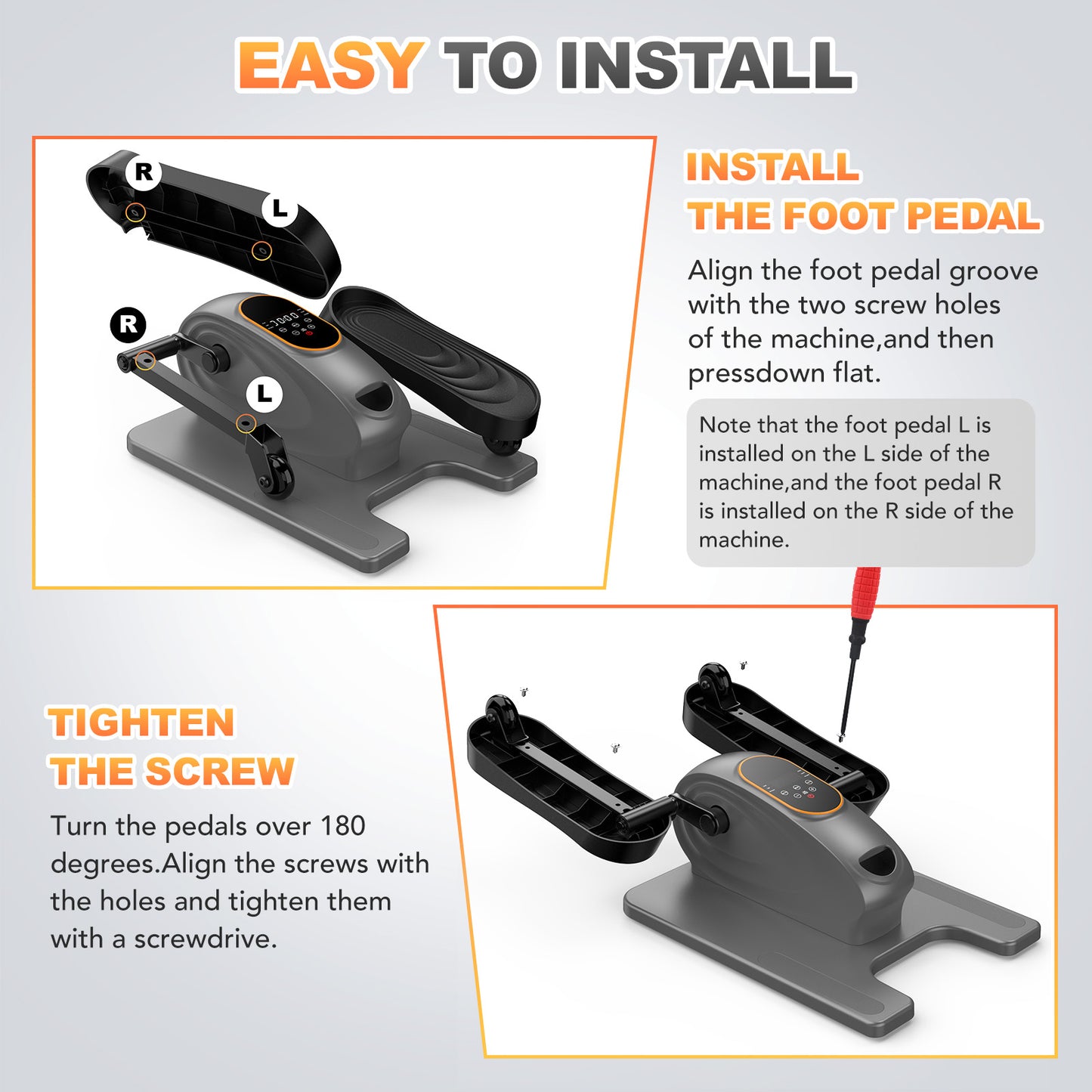 Funslim Under Desk Elliptical Exercise Machine, 15 Adjustable Electric Leg Exerciser for Seniors with Non-Slip Mat Quiet & Portable for Home and Office