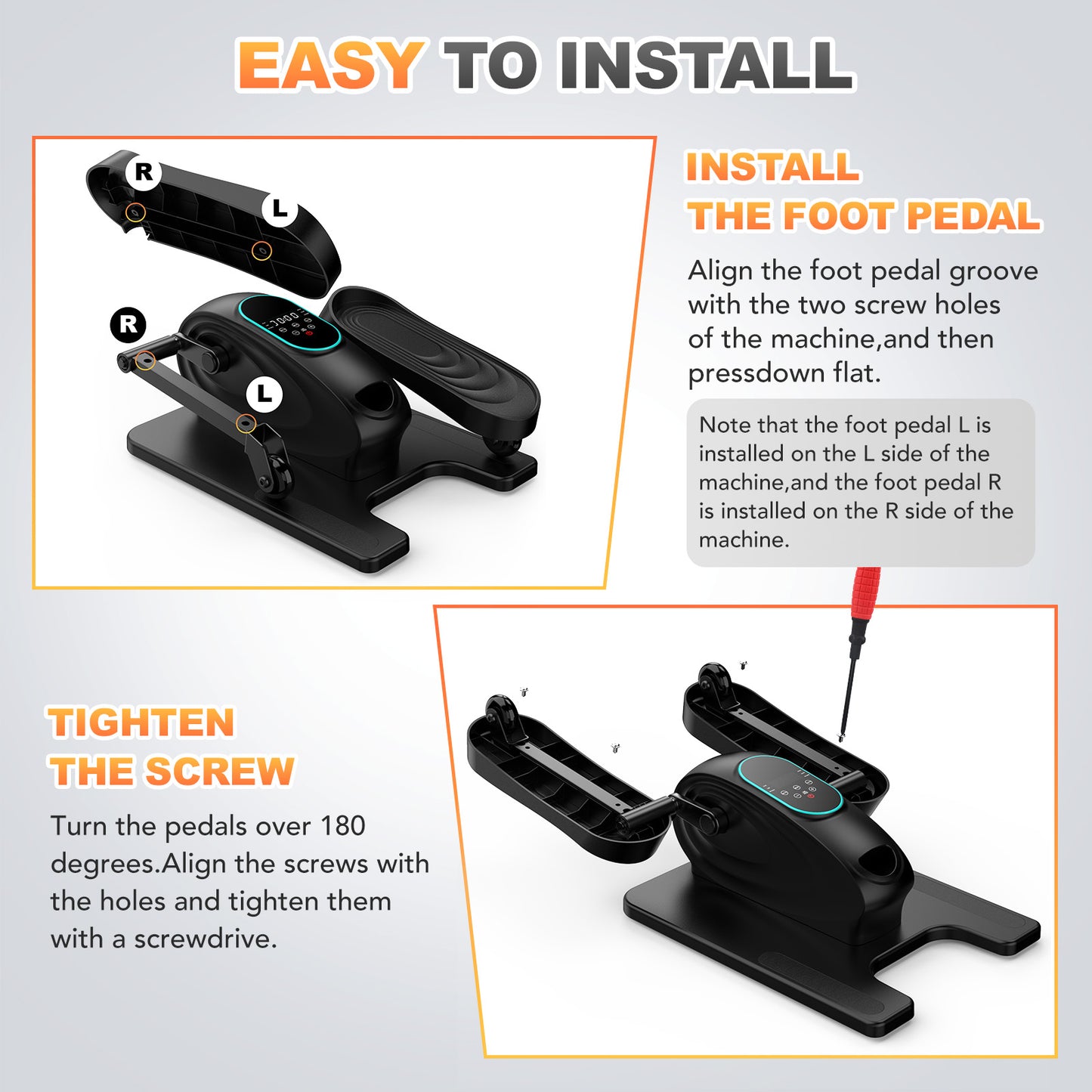 Funslim Under Desk Elliptical Exercise Machine, 15 Adjustable Electric Leg Exerciser for Seniors with Non-Slip Mat Quiet & Portable for Home and Office