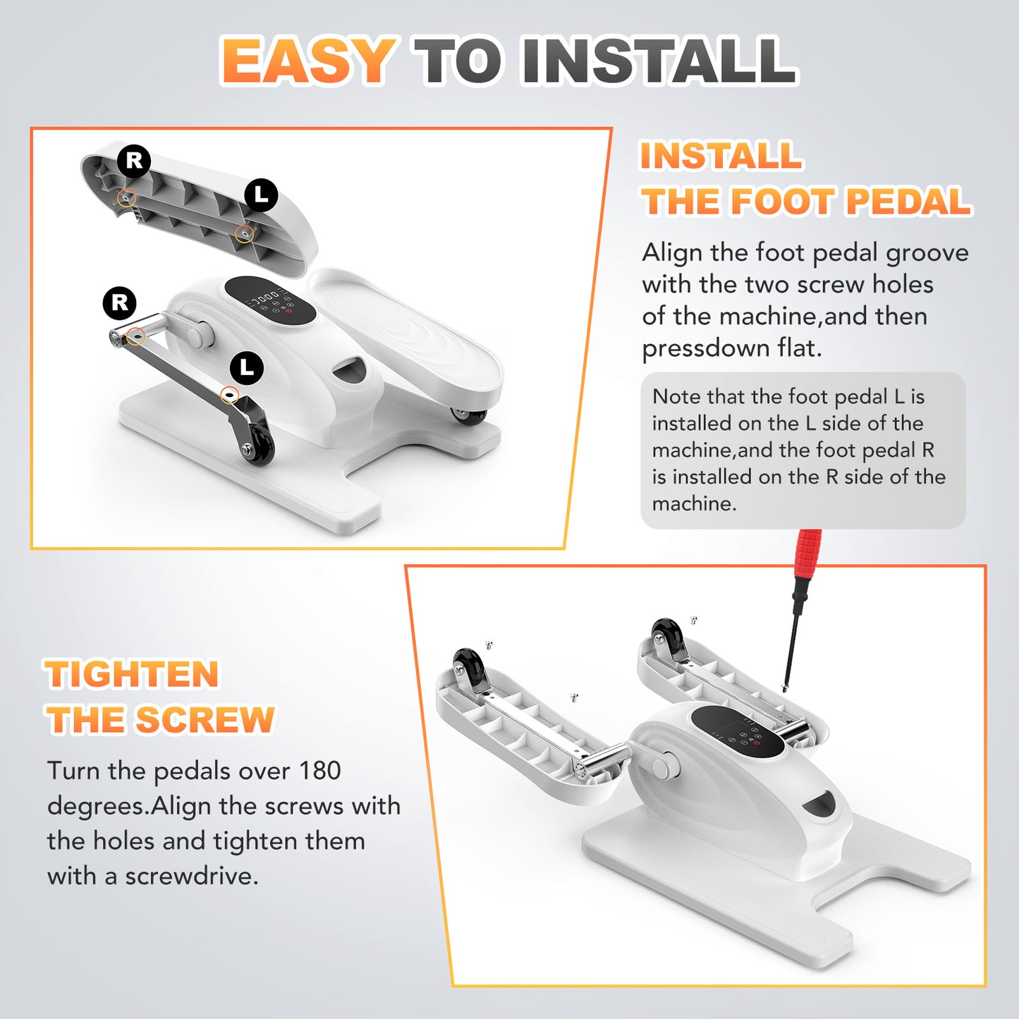 Funslim Under Desk Elliptical Exercise Machine, 15 Adjustable Electric Leg Exerciser for Seniors with Non-Slip Mat Quiet & Portable for Home and Office