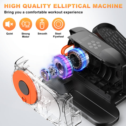 Under Desk Elliptical Machine, Ellipse Leg Exerciser While Sitting, Quiet Portable Electric Seated Pedal Exerciser,Fully Assembled with Remote Control & 12 Adjustable Speeds