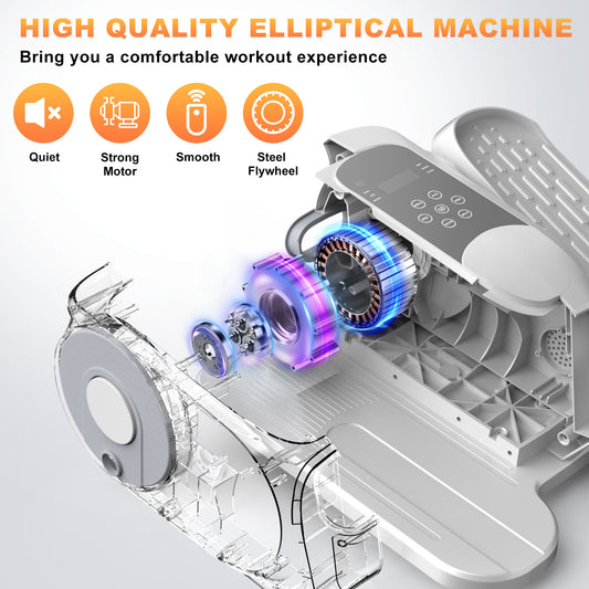 Under Desk Elliptical Machine, Ellipse Leg Exerciser While Sitting, Quiet Portable Electric Seated Pedal Exerciser,Fully Assembled with Remote Control & 12 Adjustable Speeds