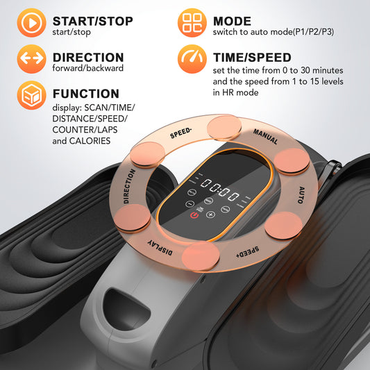 Funslim Under Desk Elliptical Exercise Machine, 15 Adjustable Electric Leg Exerciser for Seniors with Non-Slip Mat Quiet & Portable for Home and Office