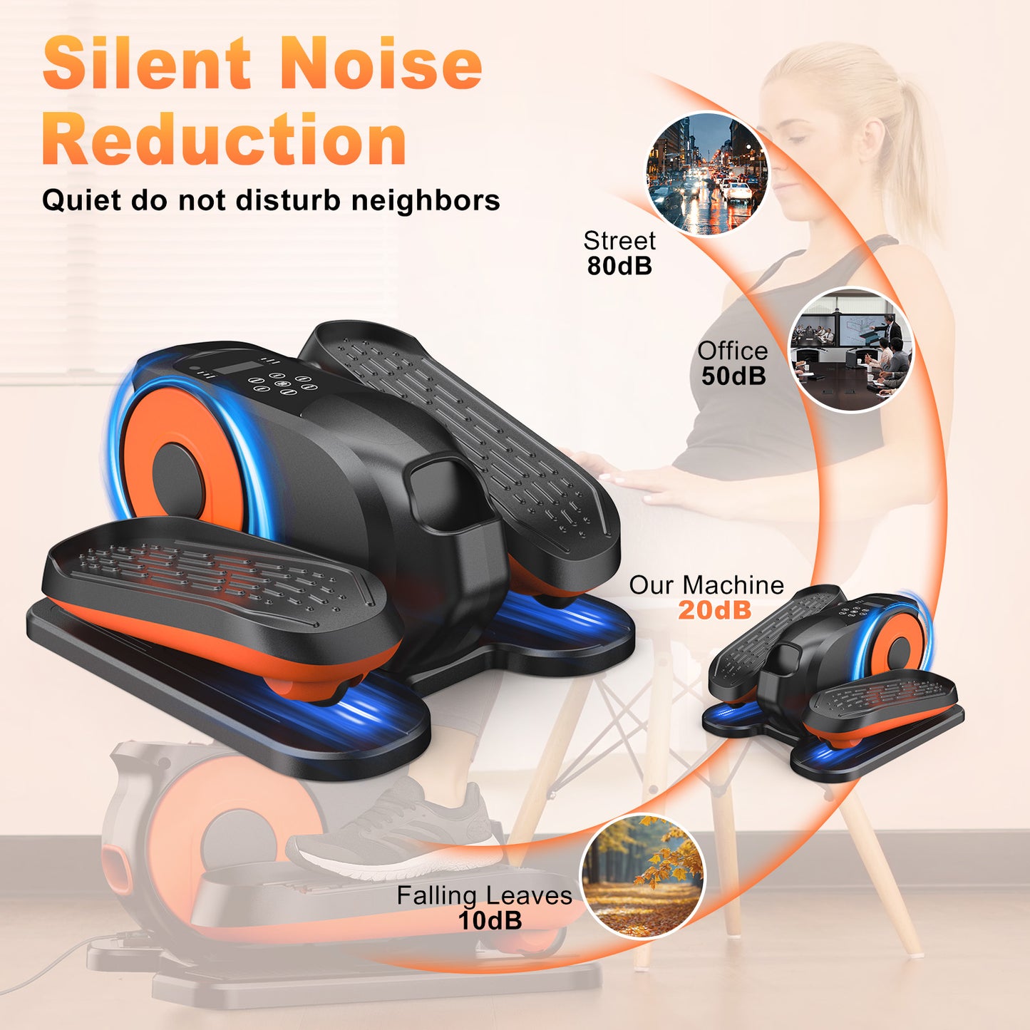 Under Desk Elliptical Machine, Ellipse Leg Exerciser While Sitting, Quiet Portable Electric Seated Pedal Exerciser,Fully Assembled with Remote Control & 12 Adjustable Speeds