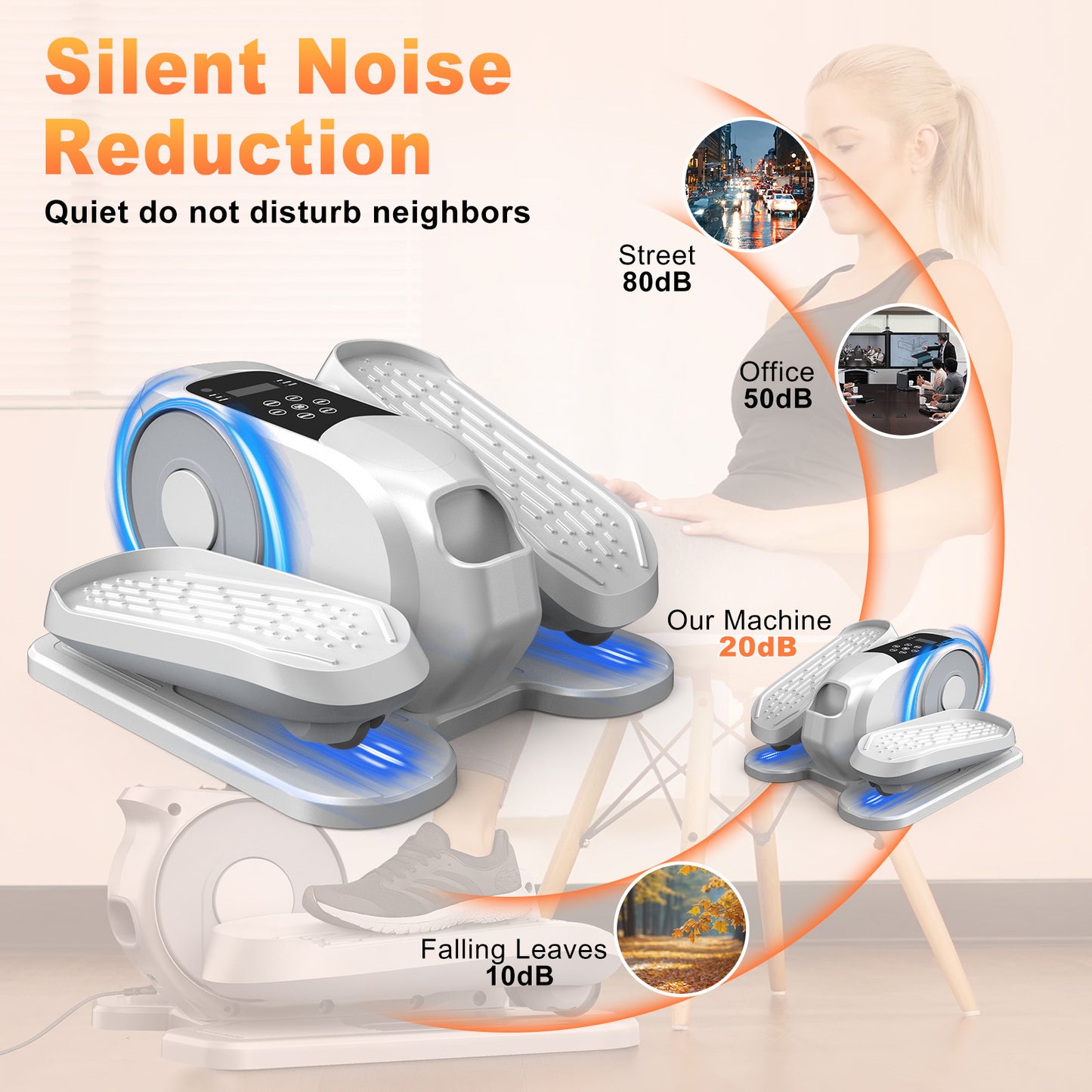 Under Desk Elliptical Machine, Ellipse Leg Exerciser While Sitting, Quiet Portable Electric Seated Pedal Exerciser,Fully Assembled with Remote Control & 12 Adjustable Speeds