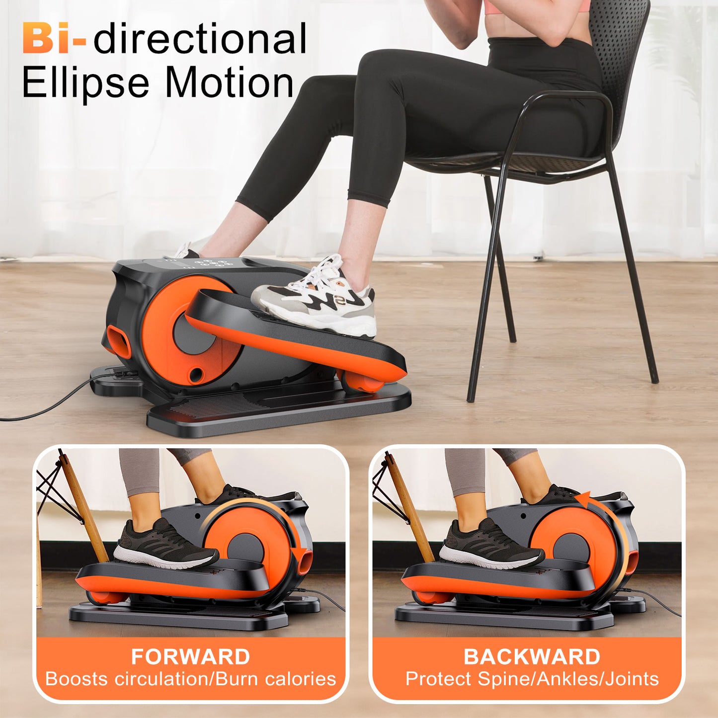 Under Desk Elliptical Machine, Ellipse Leg Exerciser While Sitting, Quiet Portable Electric Seated Pedal Exerciser,Fully Assembled with Remote Control & 12 Adjustable Speeds