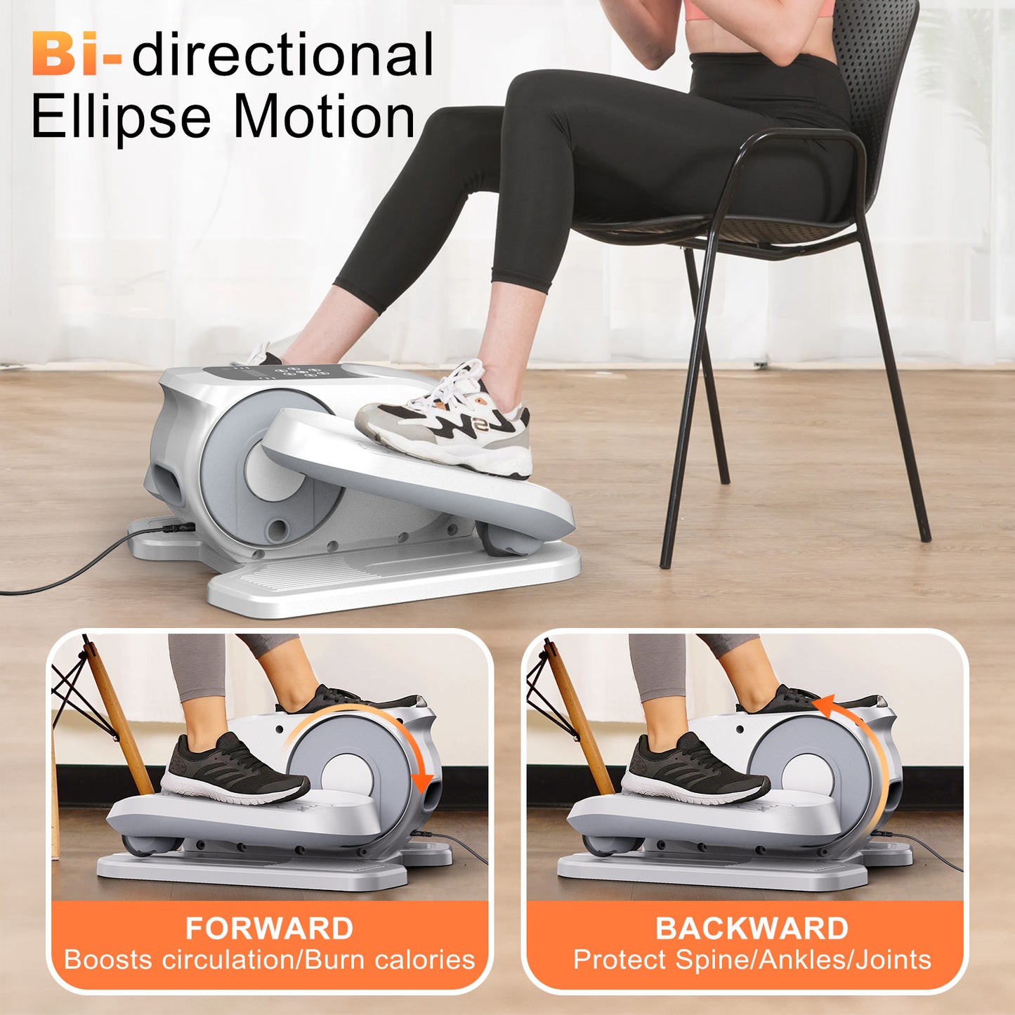 Under Desk Elliptical Machine, Ellipse Leg Exerciser While Sitting, Quiet Portable Electric Seated Pedal Exerciser,Fully Assembled with Remote Control & 12 Adjustable Speeds