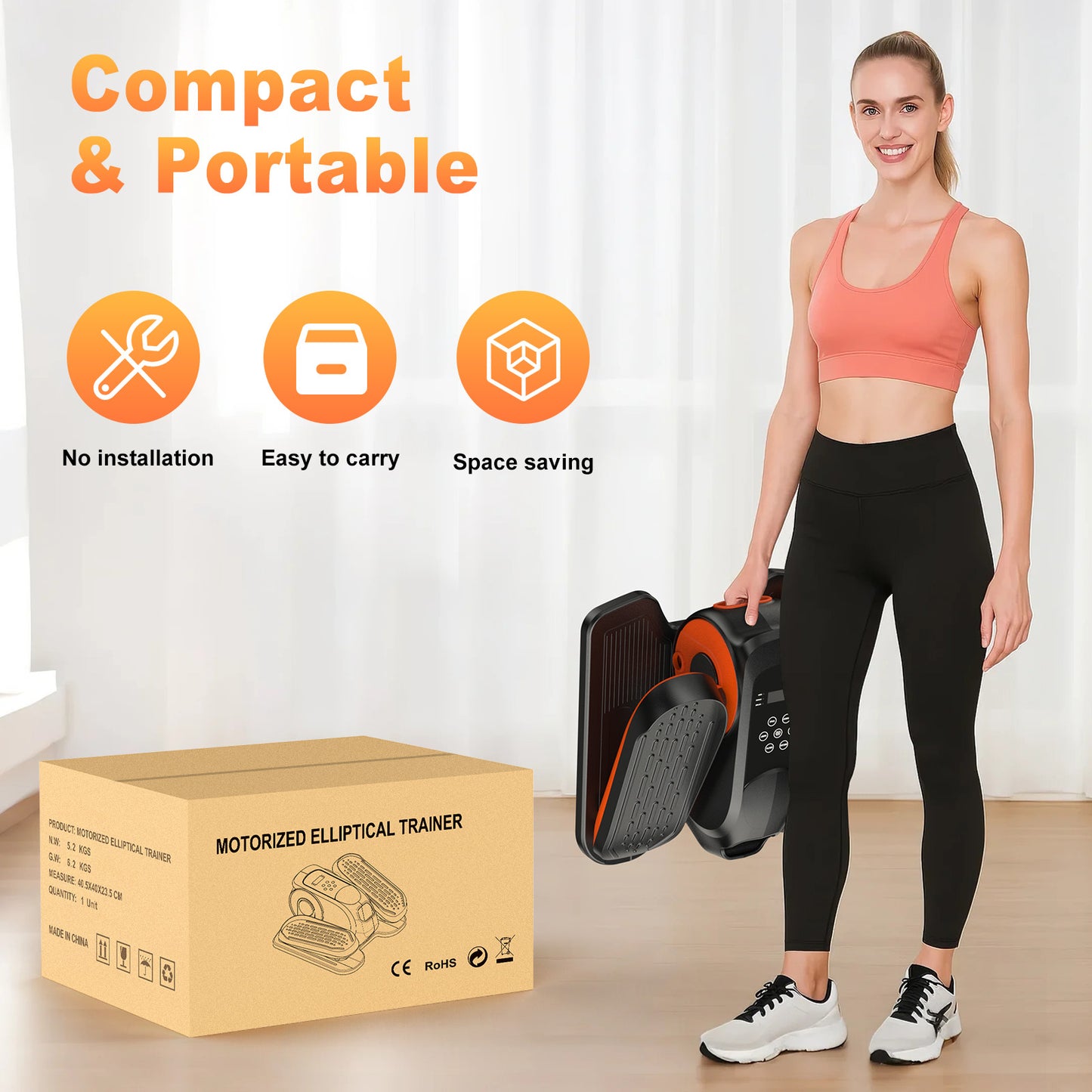 Under Desk Elliptical Machine, Ellipse Leg Exerciser While Sitting, Quiet Portable Electric Seated Pedal Exerciser,Fully Assembled with Remote Control & 12 Adjustable Speeds