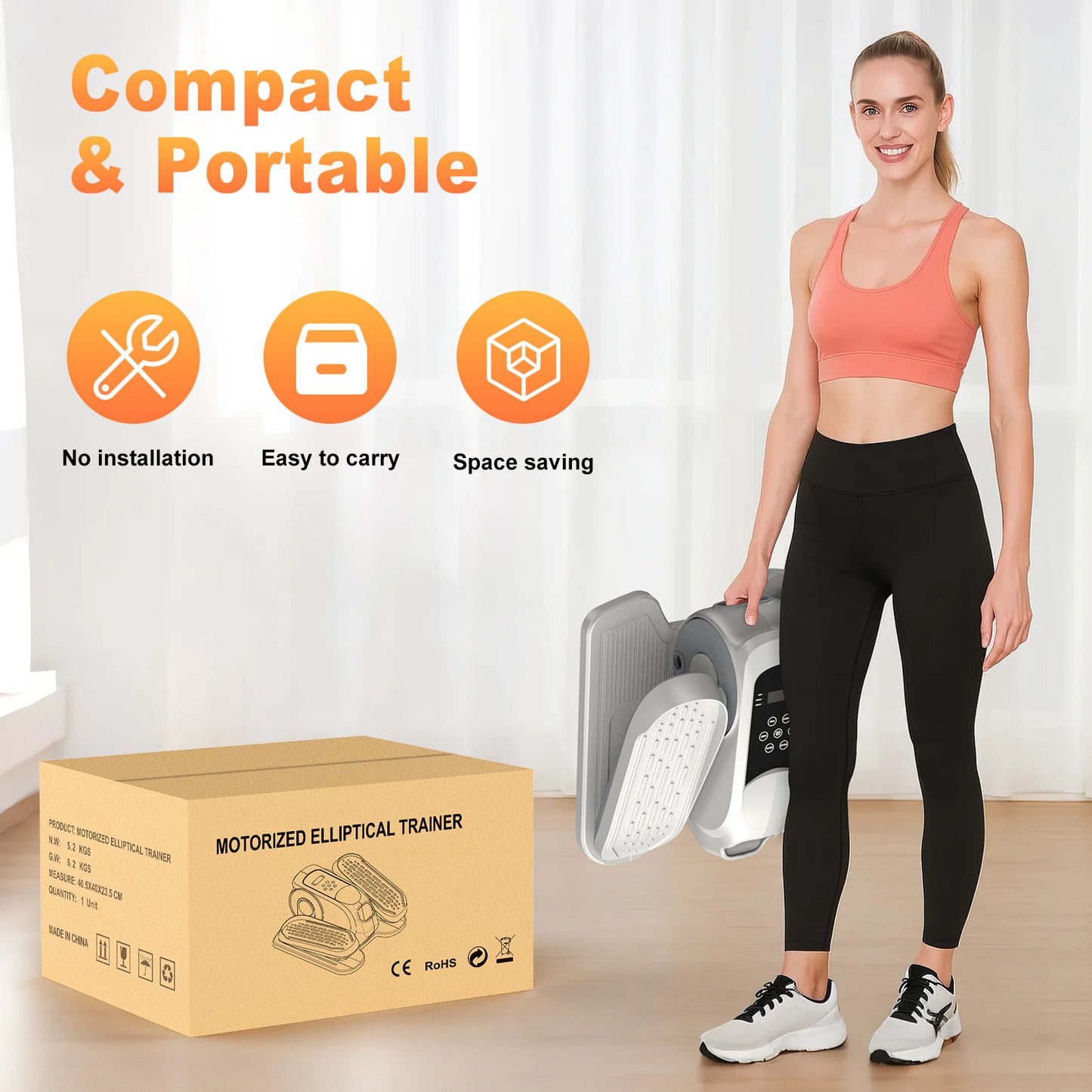 Under Desk Elliptical Machine, Ellipse Leg Exerciser While Sitting, Quiet Portable Electric Seated Pedal Exerciser,Fully Assembled with Remote Control & 12 Adjustable Speeds