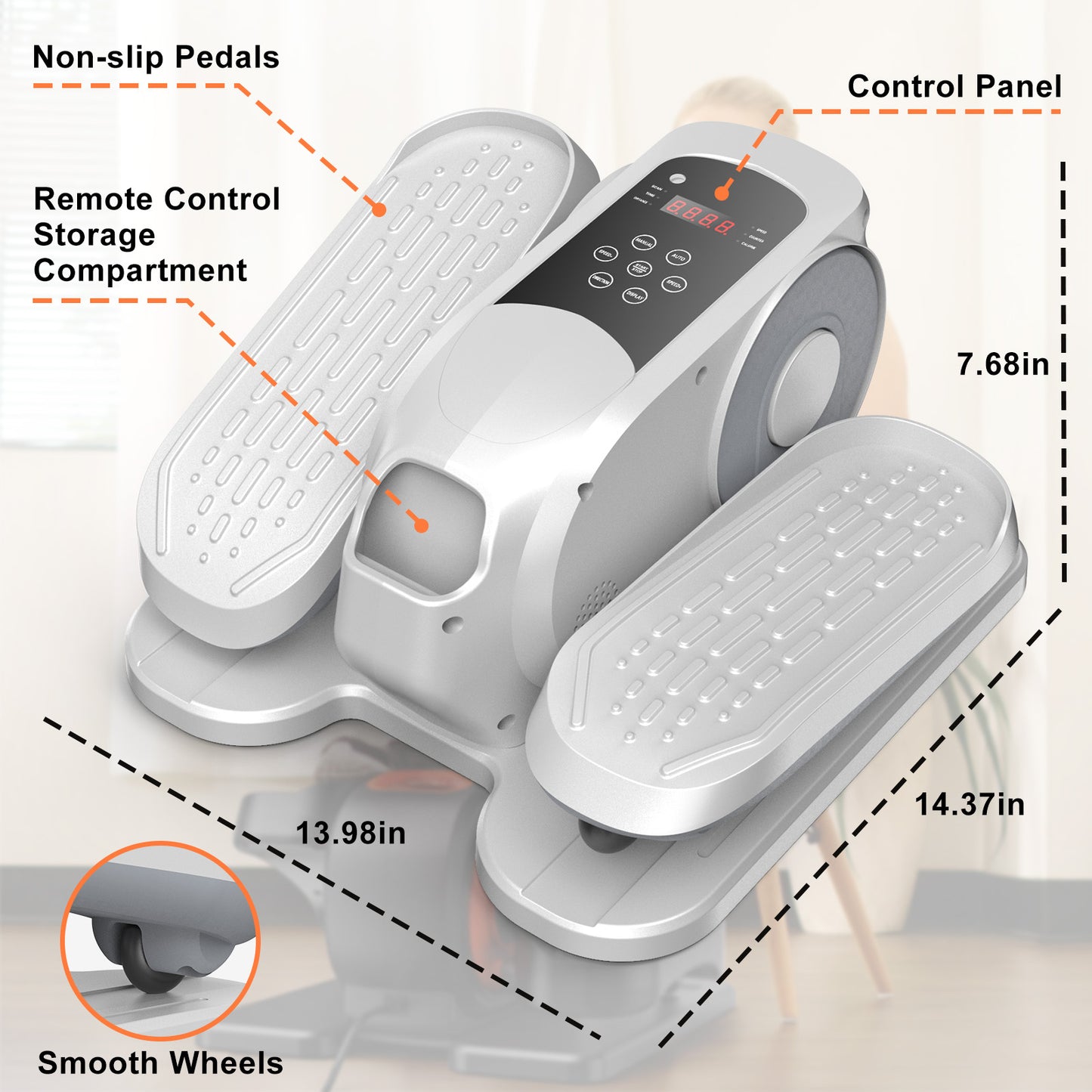 Under Desk Elliptical Machine, Ellipse Leg Exerciser While Sitting, Quiet Portable Electric Seated Pedal Exerciser,Fully Assembled with Remote Control & 12 Adjustable Speeds
