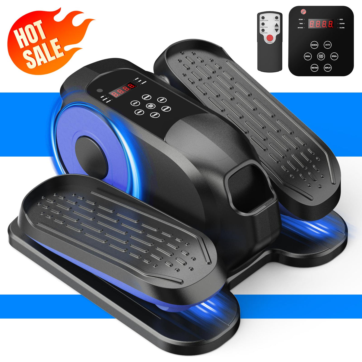 Under Desk Elliptical Machine, Ellipse Leg Exerciser While Sitting, Quiet Portable Electric Seated Pedal Exerciser,Fully Assembled with Remote Control & 12 Adjustable Speeds