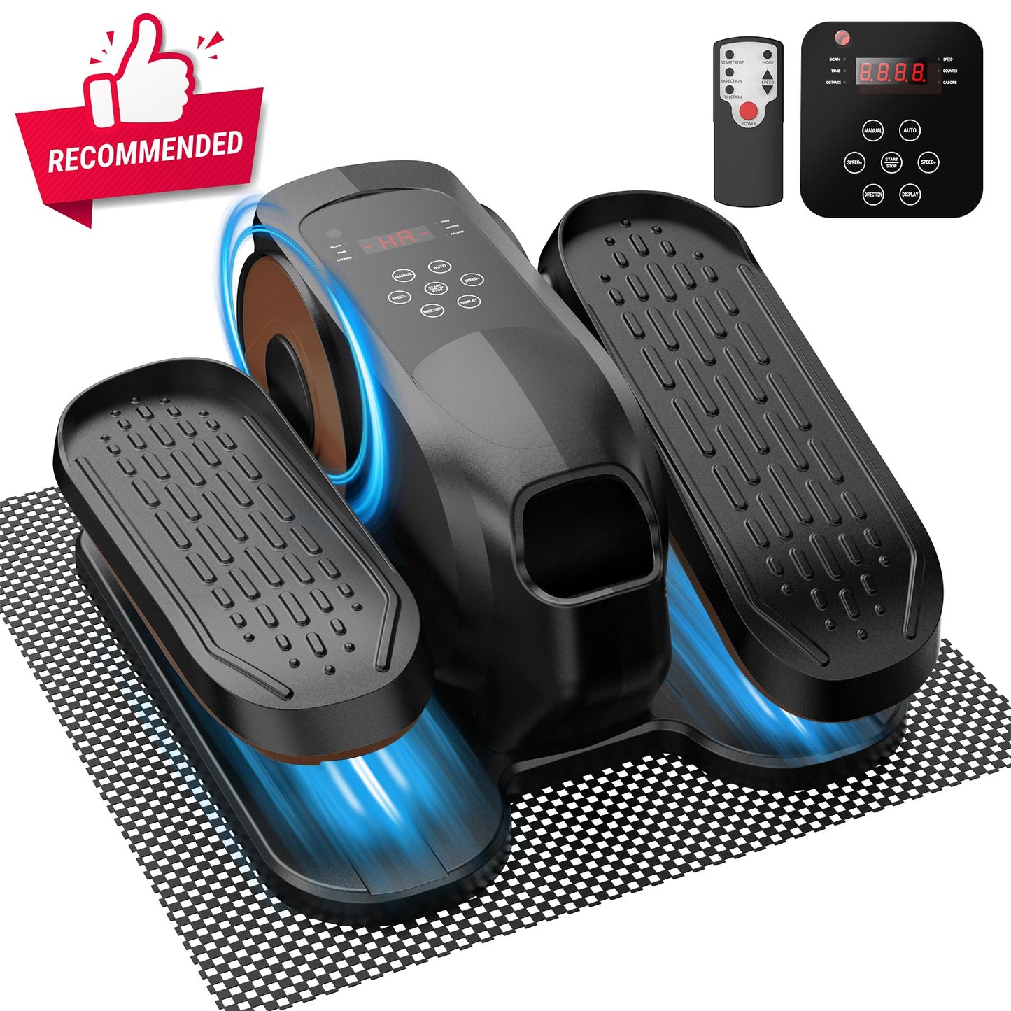 Under Desk Elliptical Machine, Ellipse Leg Exerciser While Sitting, Quiet Portable Electric Seated Pedal Exerciser,Fully Assembled with Remote Control & 12 Adjustable Speeds