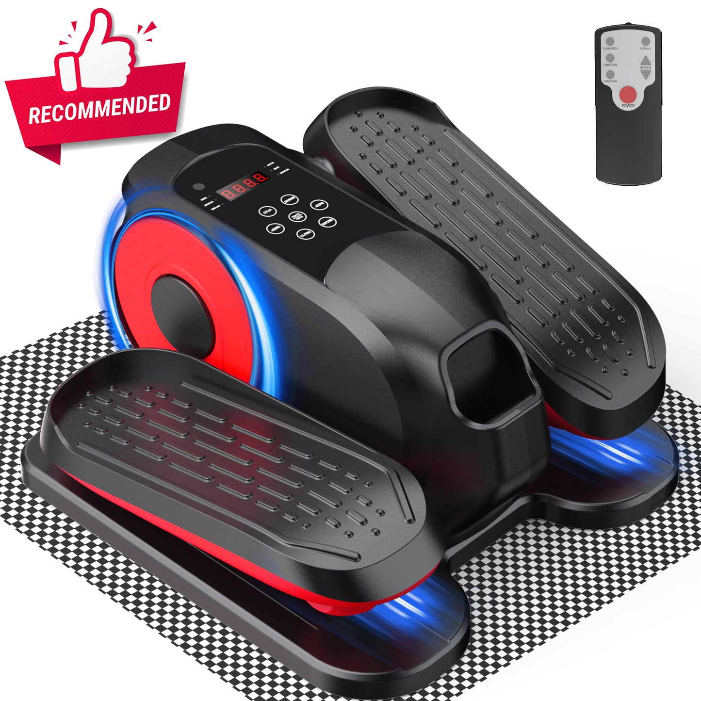 Under Desk Elliptical Machine, Ellipse Leg Exerciser While Sitting, Quiet Portable Electric Seated Pedal Exerciser,Fully Assembled with Remote Control & 12 Adjustable Speeds