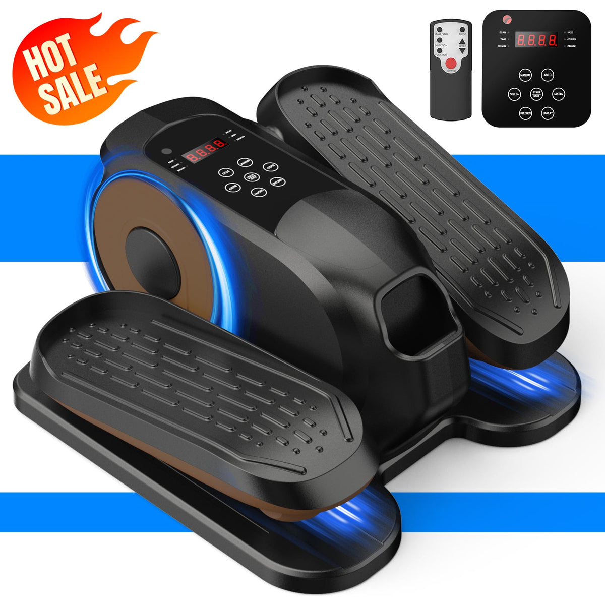 Under Desk Elliptical Machine, Ellipse Leg Exerciser While Sitting, Quiet Portable Electric Seated Pedal Exerciser,Fully Assembled with Remote Control & 12 Adjustable Speeds