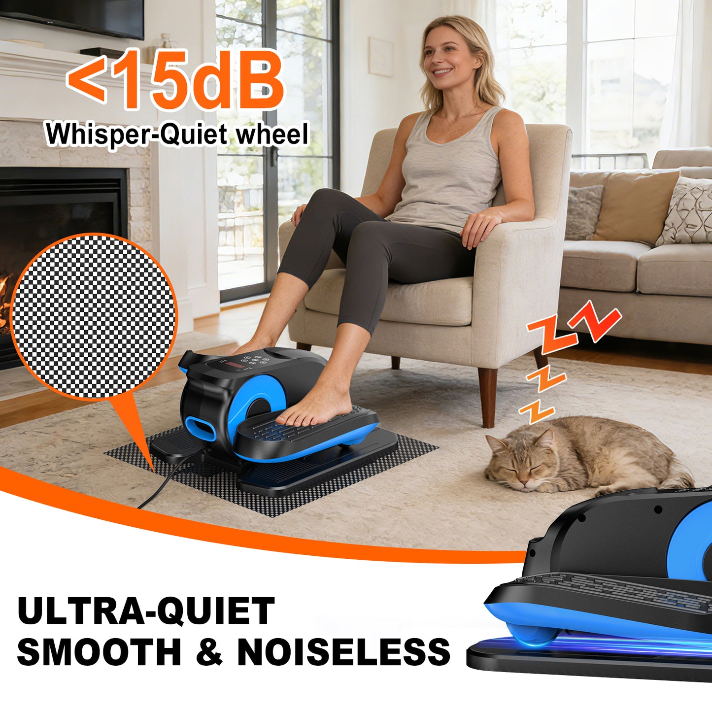 Under Desk Elliptical Machine, Ellipse Leg Exerciser While Sitting, Quiet Portable Electric Seated Pedal Exerciser,Fully Assembled with Remote Control & 12 Adjustable Speeds