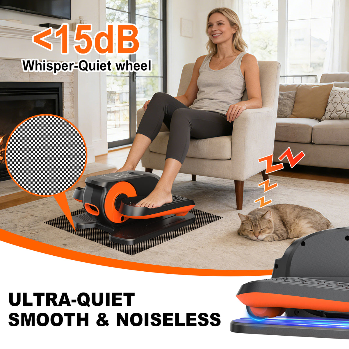 Under Desk Elliptical Machine, Ellipse Leg Exerciser While Sitting, Quiet Portable Electric Seated Pedal Exerciser,Fully Assembled with Remote Control & 12 Adjustable Speeds