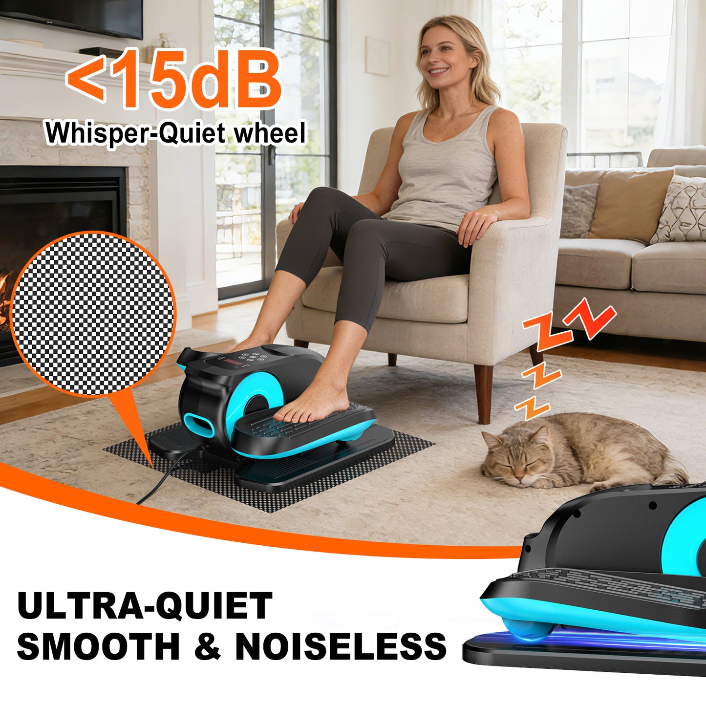 Under Desk Elliptical Machine, Ellipse Leg Exerciser While Sitting, Quiet Portable Electric Seated Pedal Exerciser,Fully Assembled with Remote Control & 12 Adjustable Speeds