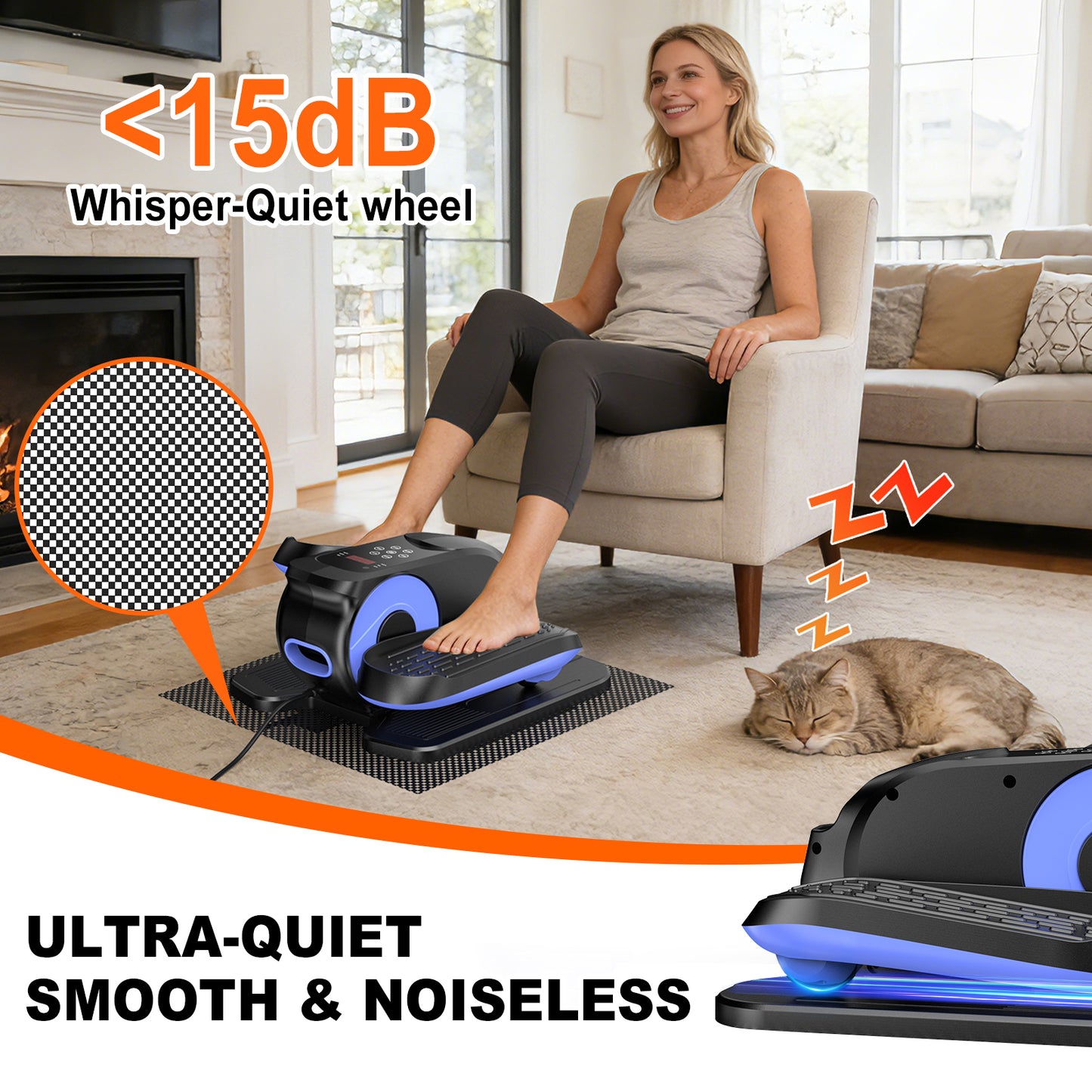 Under Desk Elliptical Machine, Ellipse Leg Exerciser While Sitting, Quiet Portable Electric Seated Pedal Exerciser,Fully Assembled with Remote Control & 12 Adjustable Speeds