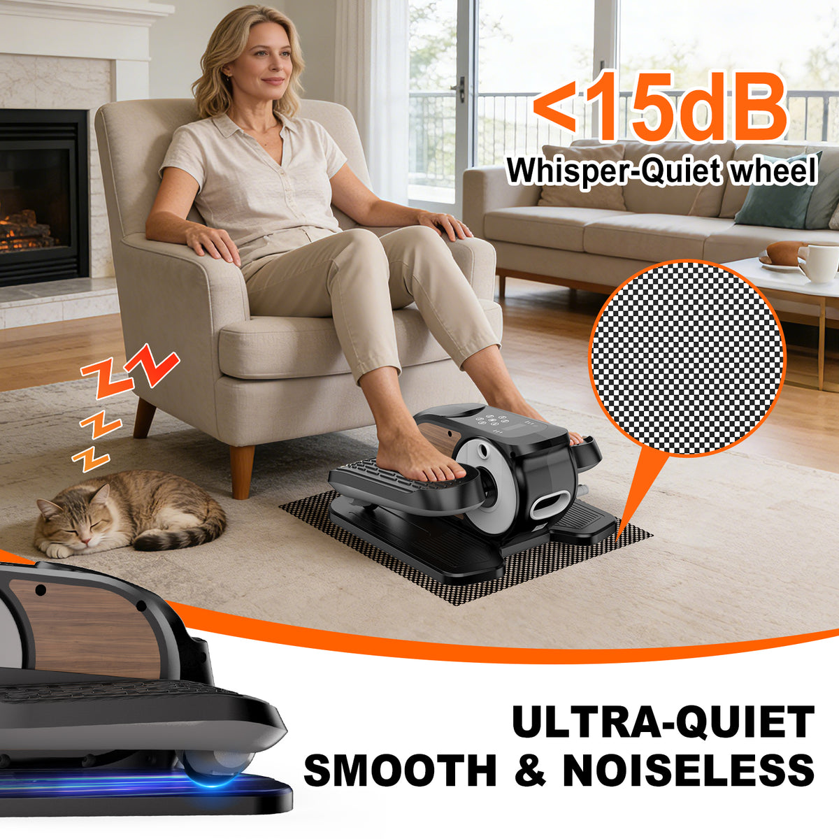 Funslim Under Desk Elliptical Machine, Leg Exerciser While Sitting for Seniors, Quiet Portable Electric Seated Pedal Exerciser,Fully Assembled with Remote Control & 12 Adjustable Speeds