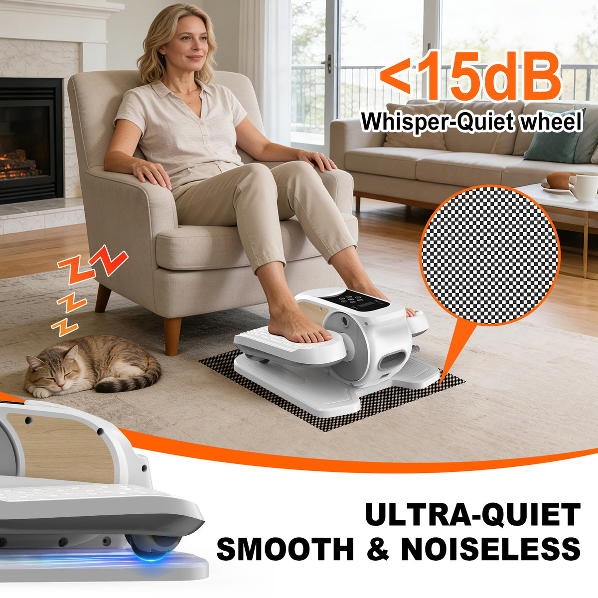 Under Desk Elliptical Machine, Ellipse Leg Exerciser While Sitting, Quiet Portable Electric Seated Pedal Exerciser,Fully Assembled with Remote Control & 12 Adjustable Speeds
