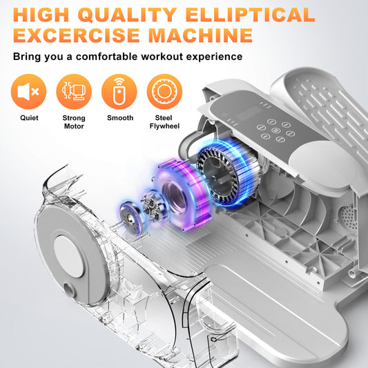 Under Desk Elliptical Machine, Ellipse Leg Exerciser While Sitting, Quiet Portable Electric Seated Pedal Exerciser,Fully Assembled with Remote Control & 12 Adjustable Speeds