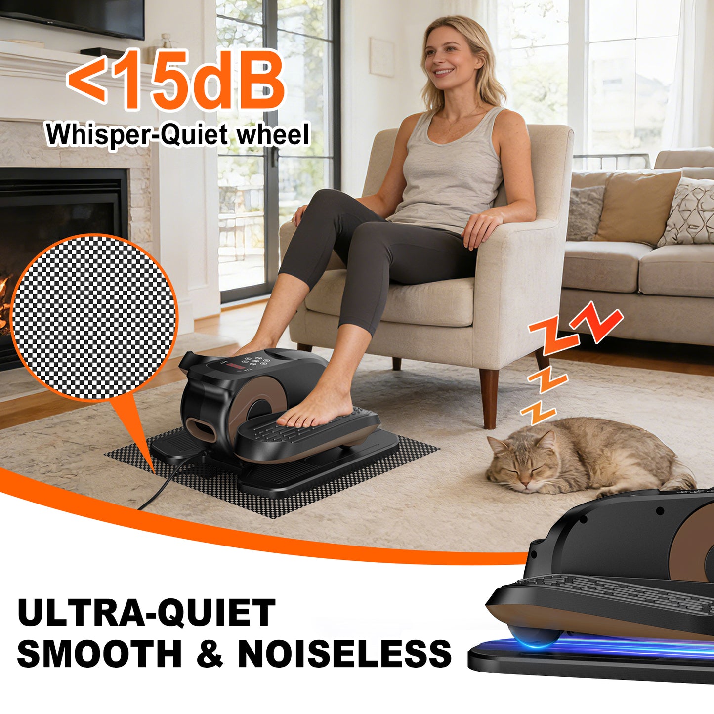Under Desk Elliptical Machine, Ellipse Leg Exerciser While Sitting, Quiet Portable Electric Seated Pedal Exerciser,Fully Assembled with Remote Control & 12 Adjustable Speeds