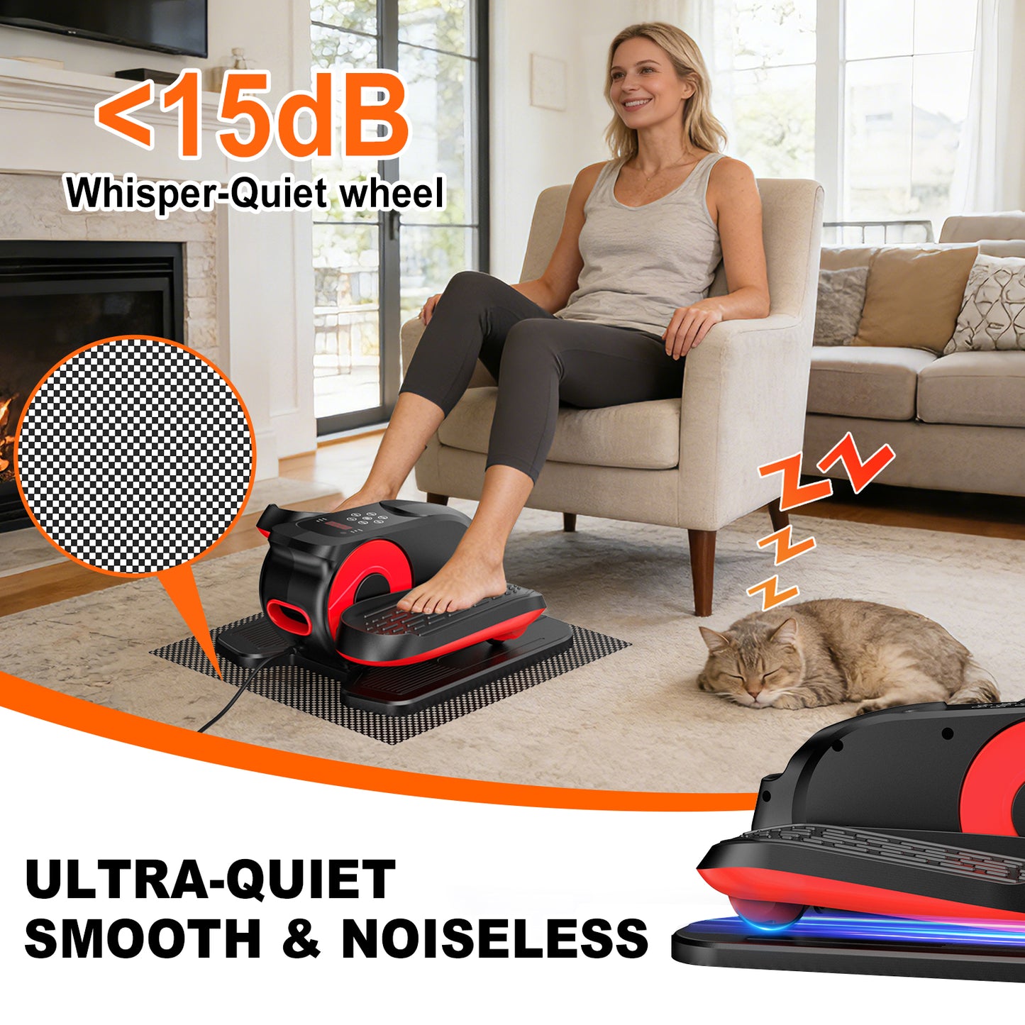 Under Desk Elliptical Machine, Ellipse Leg Exerciser While Sitting, Quiet Portable Electric Seated Pedal Exerciser,Fully Assembled with Remote Control & 12 Adjustable Speeds