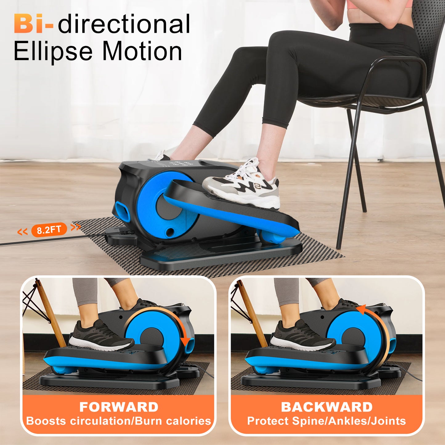 Under Desk Elliptical Machine, Ellipse Leg Exerciser While Sitting, Quiet Portable Electric Seated Pedal Exerciser,Fully Assembled with Remote Control & 12 Adjustable Speeds