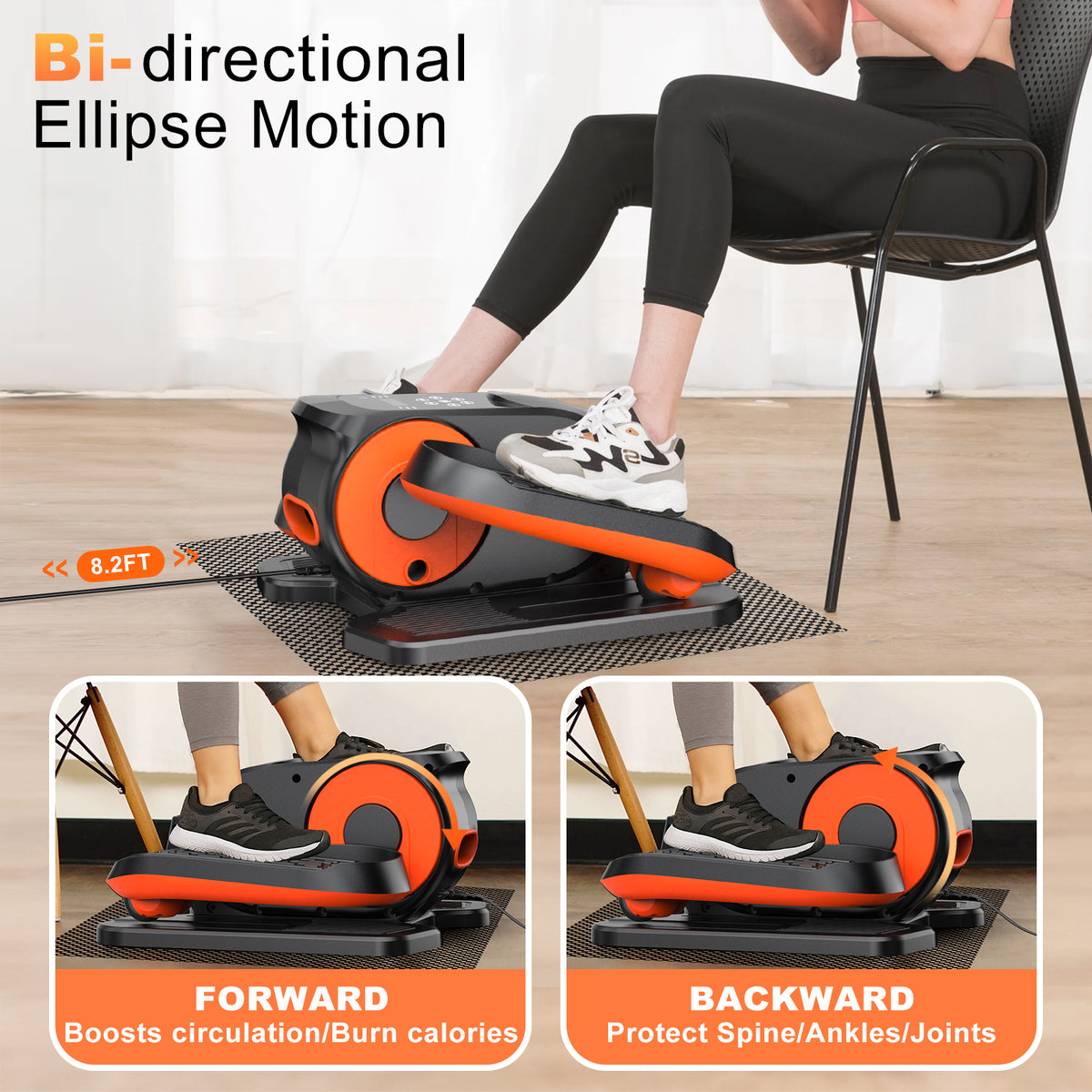 Under Desk Elliptical Machine, Ellipse Leg Exerciser While Sitting, Quiet Portable Electric Seated Pedal Exerciser,Fully Assembled with Remote Control & 12 Adjustable Speeds
