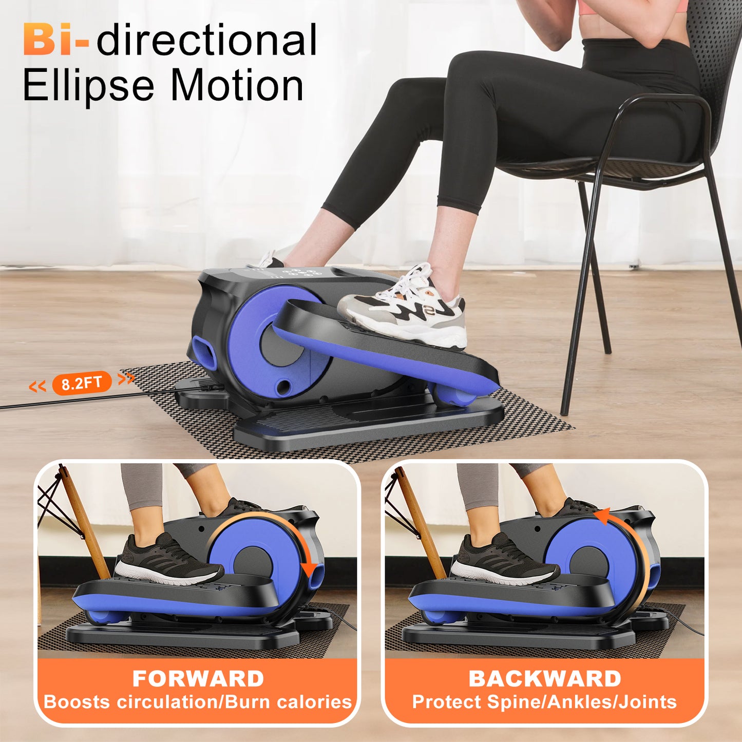 Under Desk Elliptical Machine, Ellipse Leg Exerciser While Sitting, Quiet Portable Electric Seated Pedal Exerciser,Fully Assembled with Remote Control & 12 Adjustable Speeds
