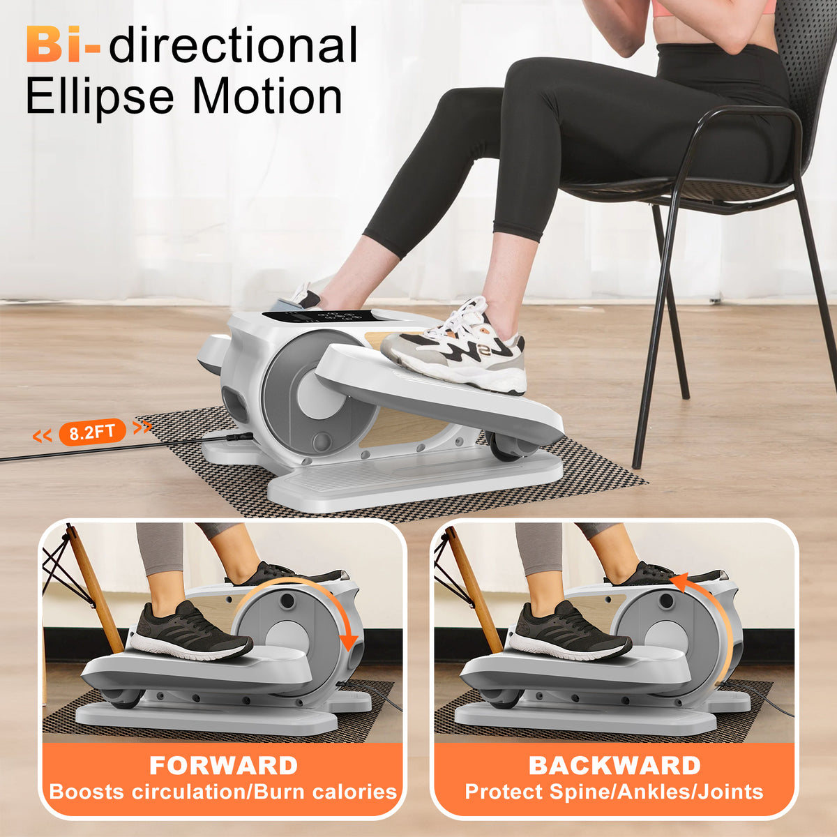 Under Desk Elliptical Machine, Ellipse Leg Exerciser While Sitting, Quiet Portable Electric Seated Pedal Exerciser,Fully Assembled with Remote Control & 12 Adjustable Speeds