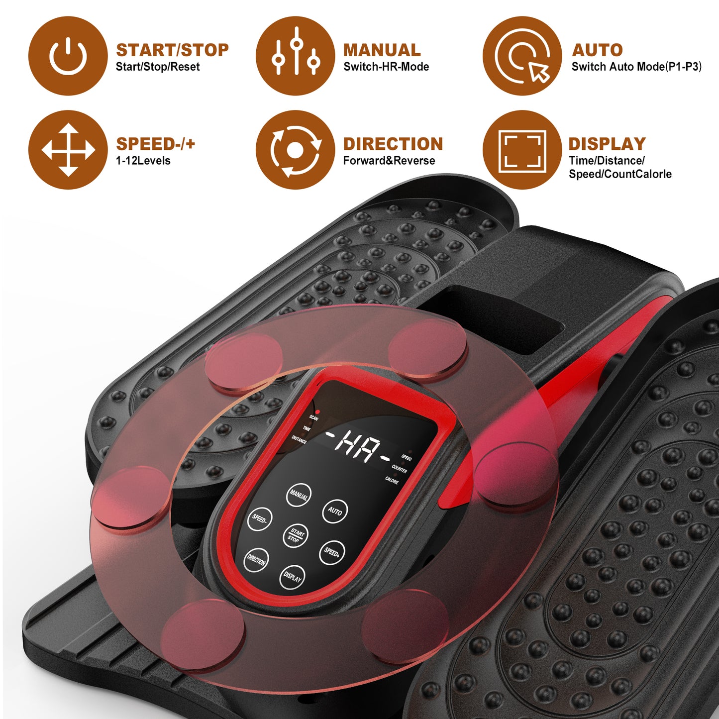 Funslim Under Desk Elliptical Machine, Electric Elliptical Exerciser for Senior, Quiet & Small Electric Seated Pedal Exerciser for Home with Remote Control，Display Monitor & 12 Adjustable Speeds