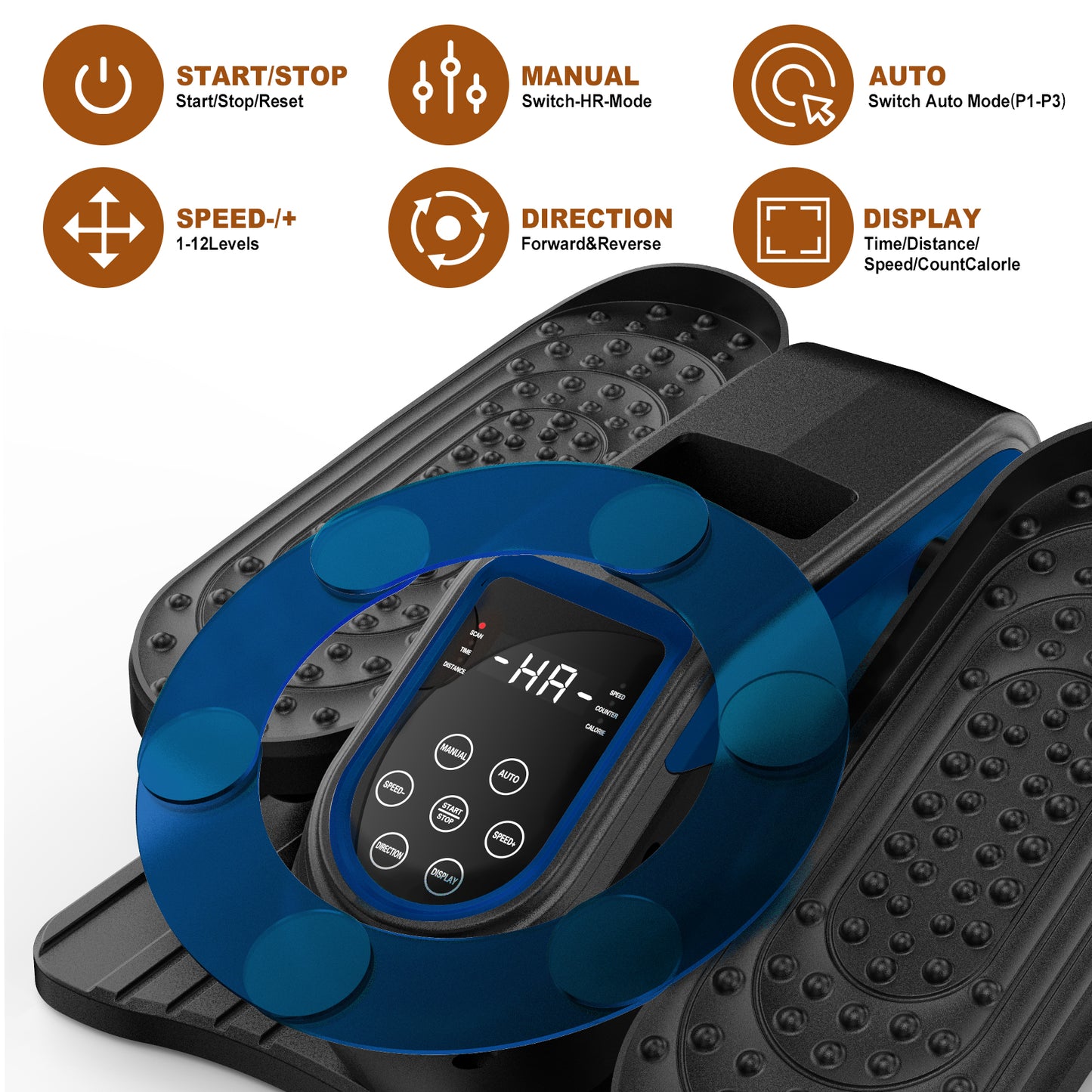 Funslim Under Desk Elliptical Machine, Electric Elliptical Exerciser for Senior, Quiet & Small Electric Seated Pedal Exerciser for Home with Remote Control，Display Monitor & 12 Adjustable Speeds