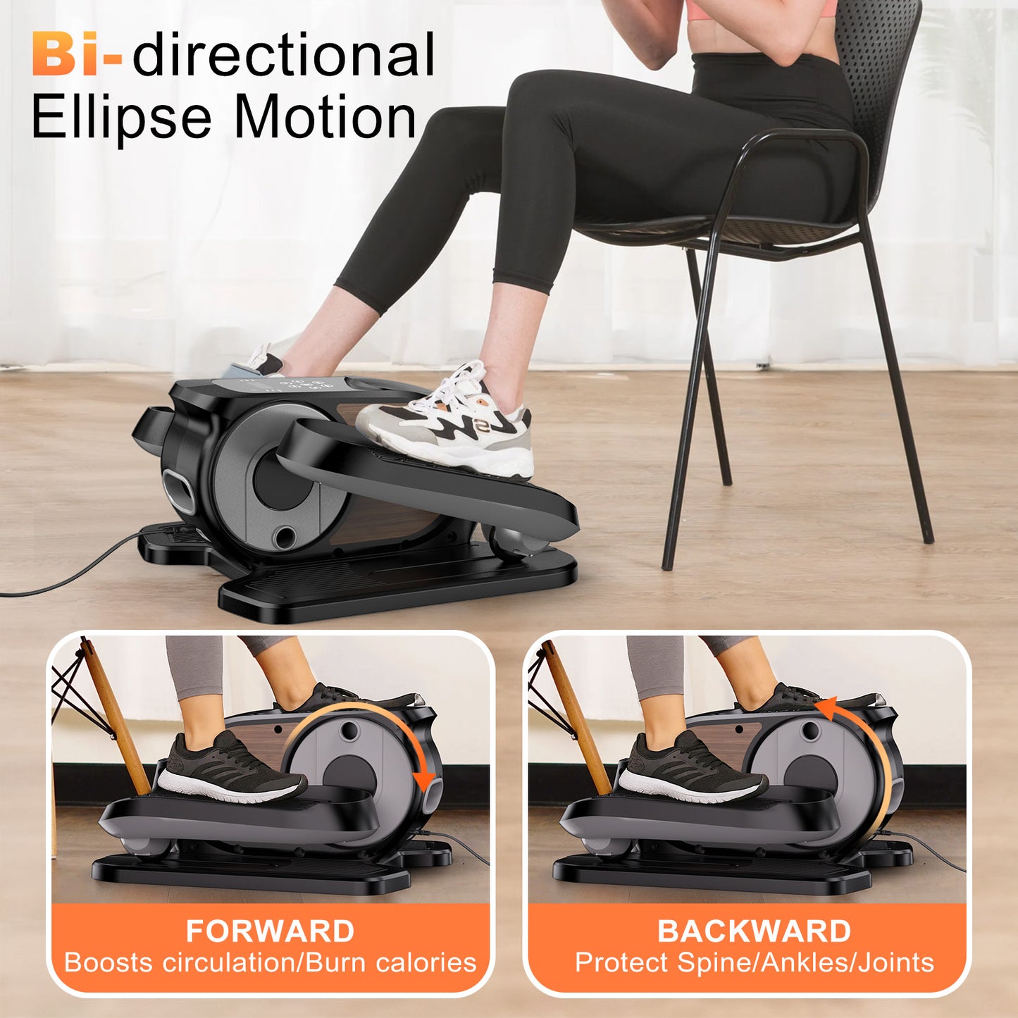 Funslim Under Desk Elliptical Machine, Leg Exerciser While Sitting for Seniors, Quiet Portable Electric Seated Pedal Exerciser,Fully Assembled with Remote Control & 12 Adjustable Speeds