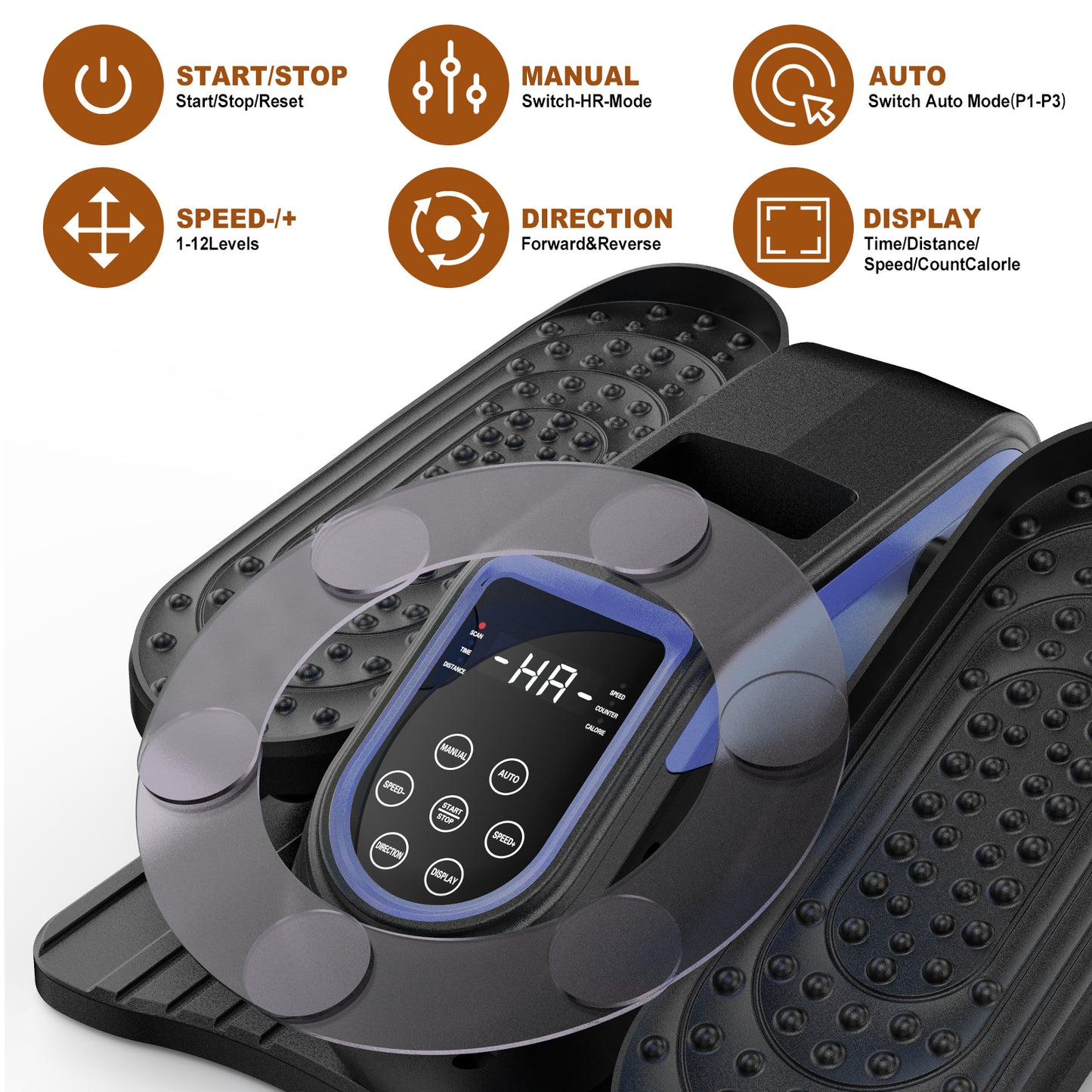 Funslim Under Desk Elliptical Machine, Electric Elliptical Exerciser for Senior, Quiet & Small Electric Seated Pedal Exerciser for Home with Remote Control，Display Monitor & 12 Adjustable Speeds