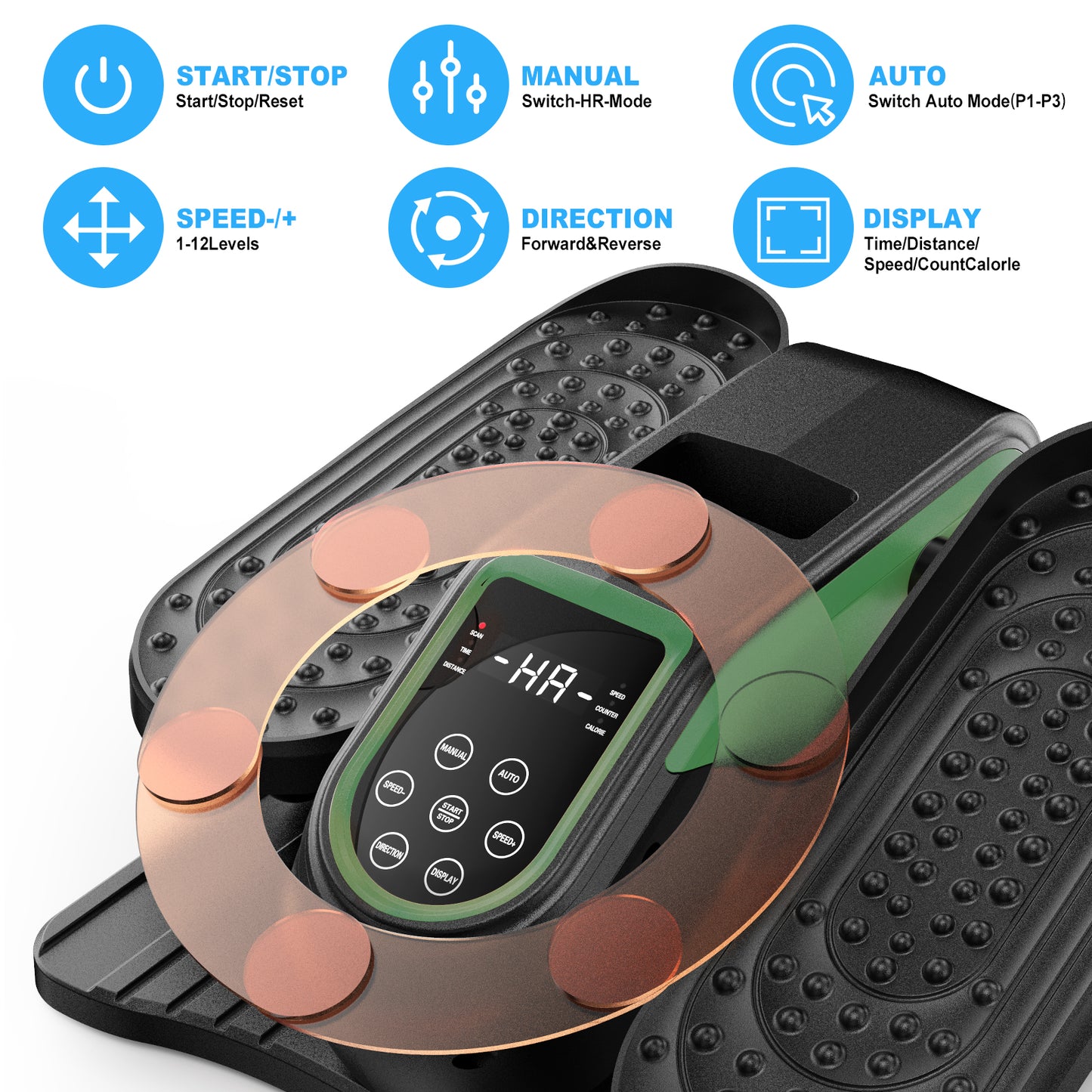 Funslim Under Desk Elliptical Machine, Electric Elliptical Exerciser for Senior, Quiet & Small Electric Seated Pedal Exerciser for Home with Remote Control，Display Monitor & 12 Adjustable Speeds