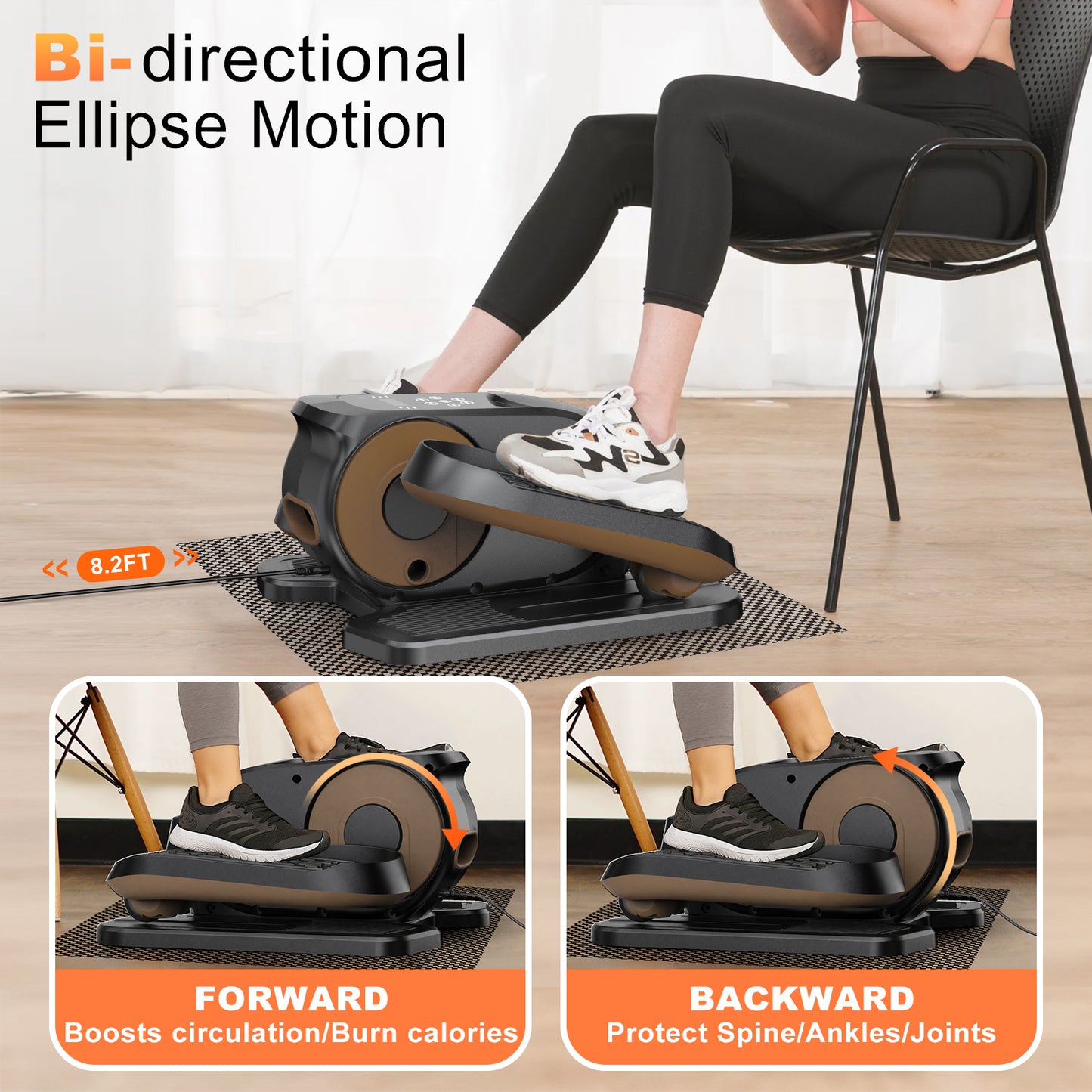 Under Desk Elliptical Machine, Ellipse Leg Exerciser While Sitting, Quiet Portable Electric Seated Pedal Exerciser,Fully Assembled with Remote Control & 12 Adjustable Speeds