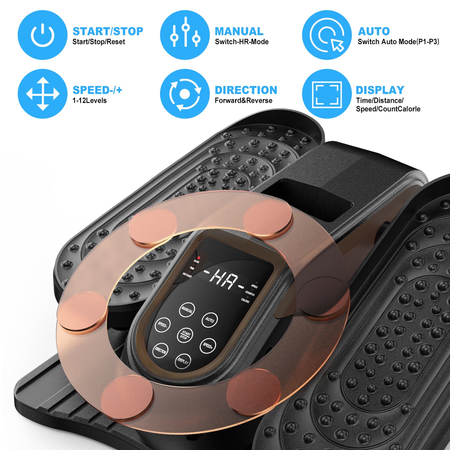 Funslim Under Desk Elliptical Machine, Electric Elliptical Exerciser for Senior, Quiet & Small Electric Seated Pedal Exerciser for Home with Remote Control，Display Monitor & 12 Adjustable Speeds
