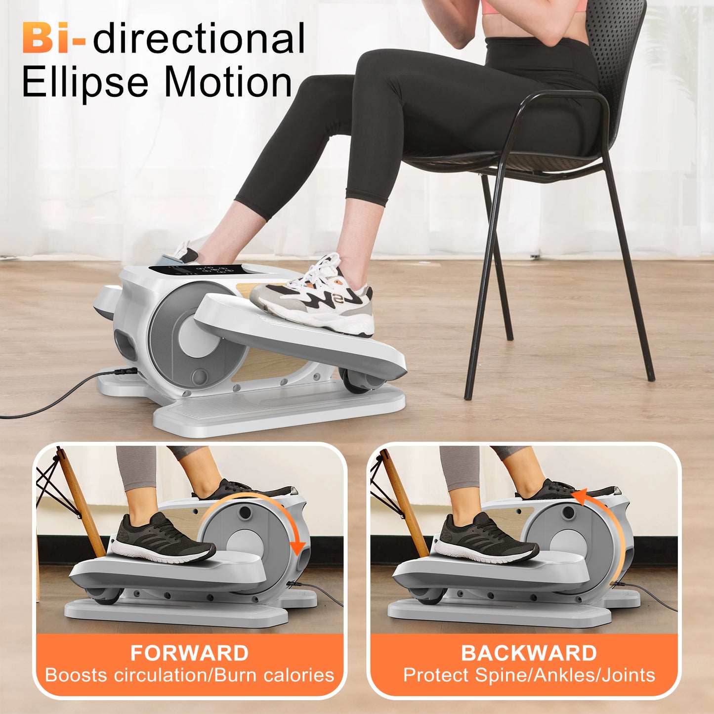 Under Desk Elliptical Machine, Ellipse Leg Exerciser While Sitting, Quiet Portable Electric Seated Pedal Exerciser,Fully Assembled with Remote Control & 12 Adjustable Speeds