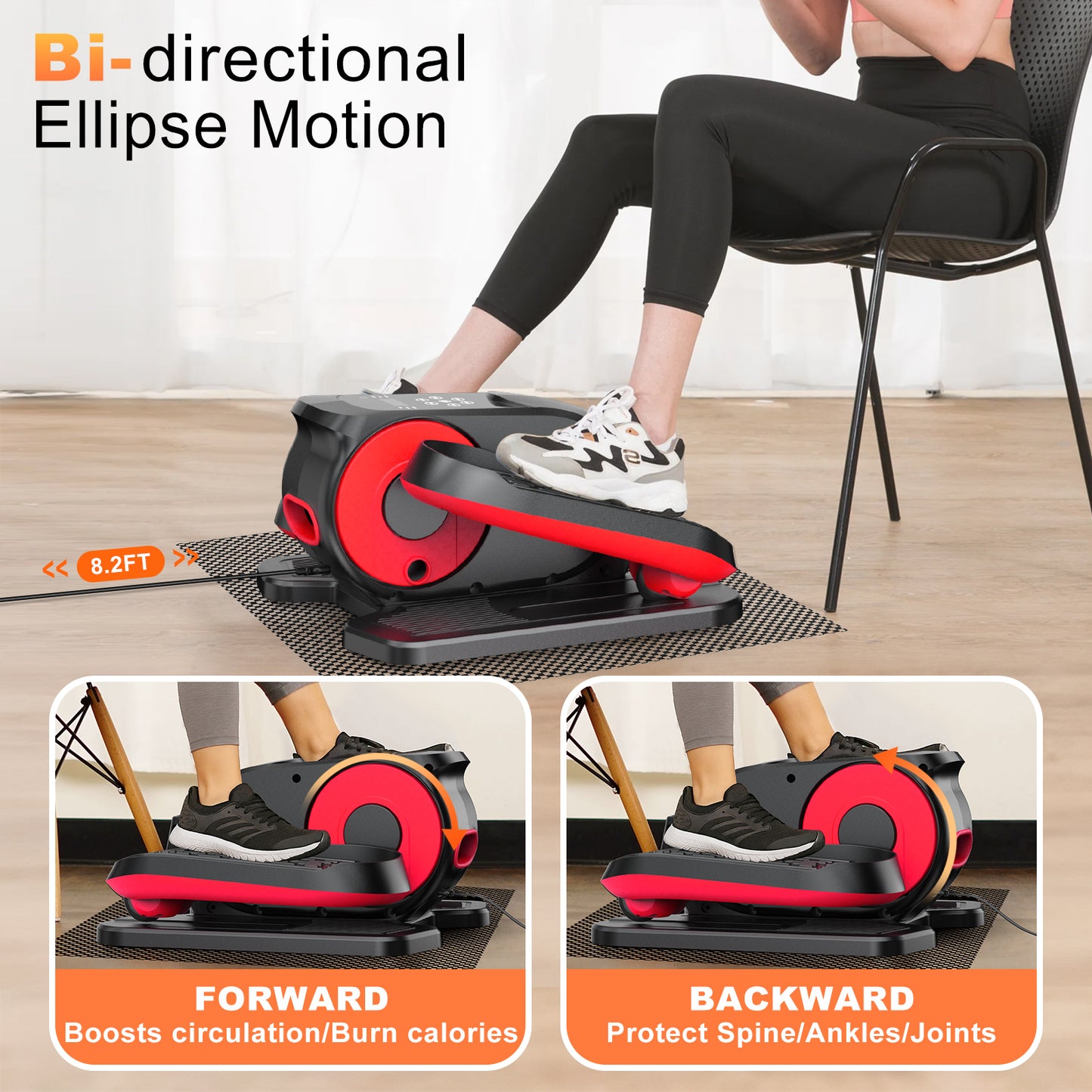 Under Desk Elliptical Machine, Ellipse Leg Exerciser While Sitting, Quiet Portable Electric Seated Pedal Exerciser,Fully Assembled with Remote Control & 12 Adjustable Speeds