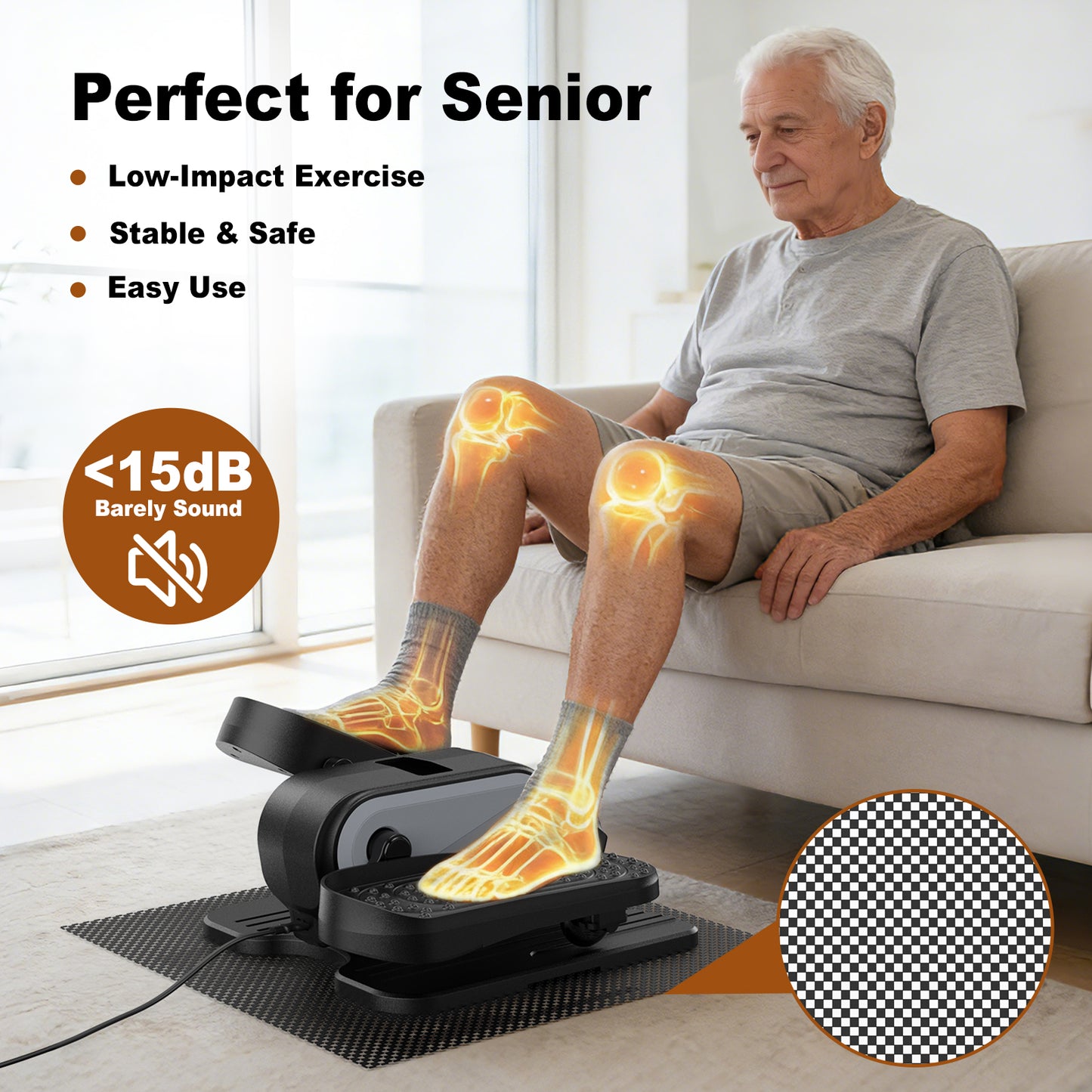 Funslim Under Desk Elliptical Machine, Electric Elliptical Exerciser for Senior, Quiet & Small Electric Seated Pedal Exerciser for Home with Remote Control，Display Monitor & 12 Adjustable Speeds