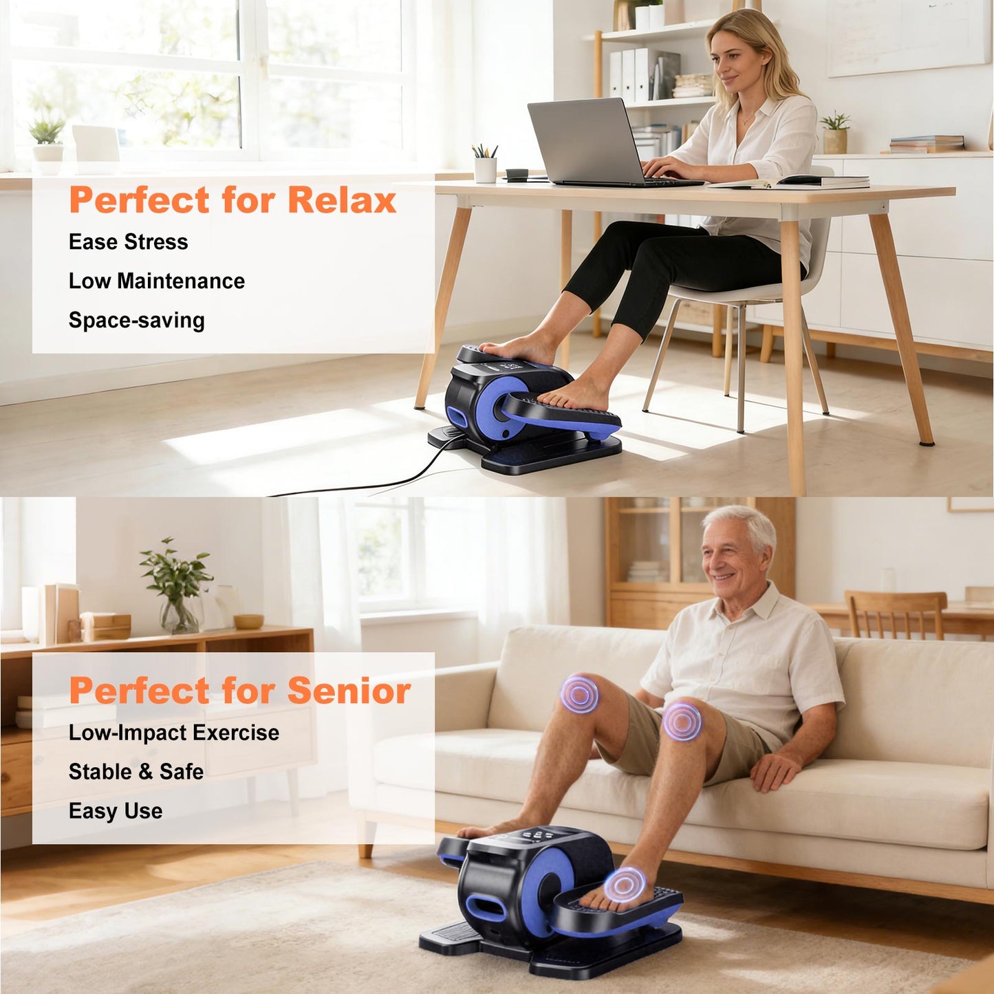 Under Desk Elliptical Machine, Ellipse Leg Exerciser While Sitting, Quiet Portable Electric Seated Pedal Exerciser,Fully Assembled with Remote Control & 12 Adjustable Speeds