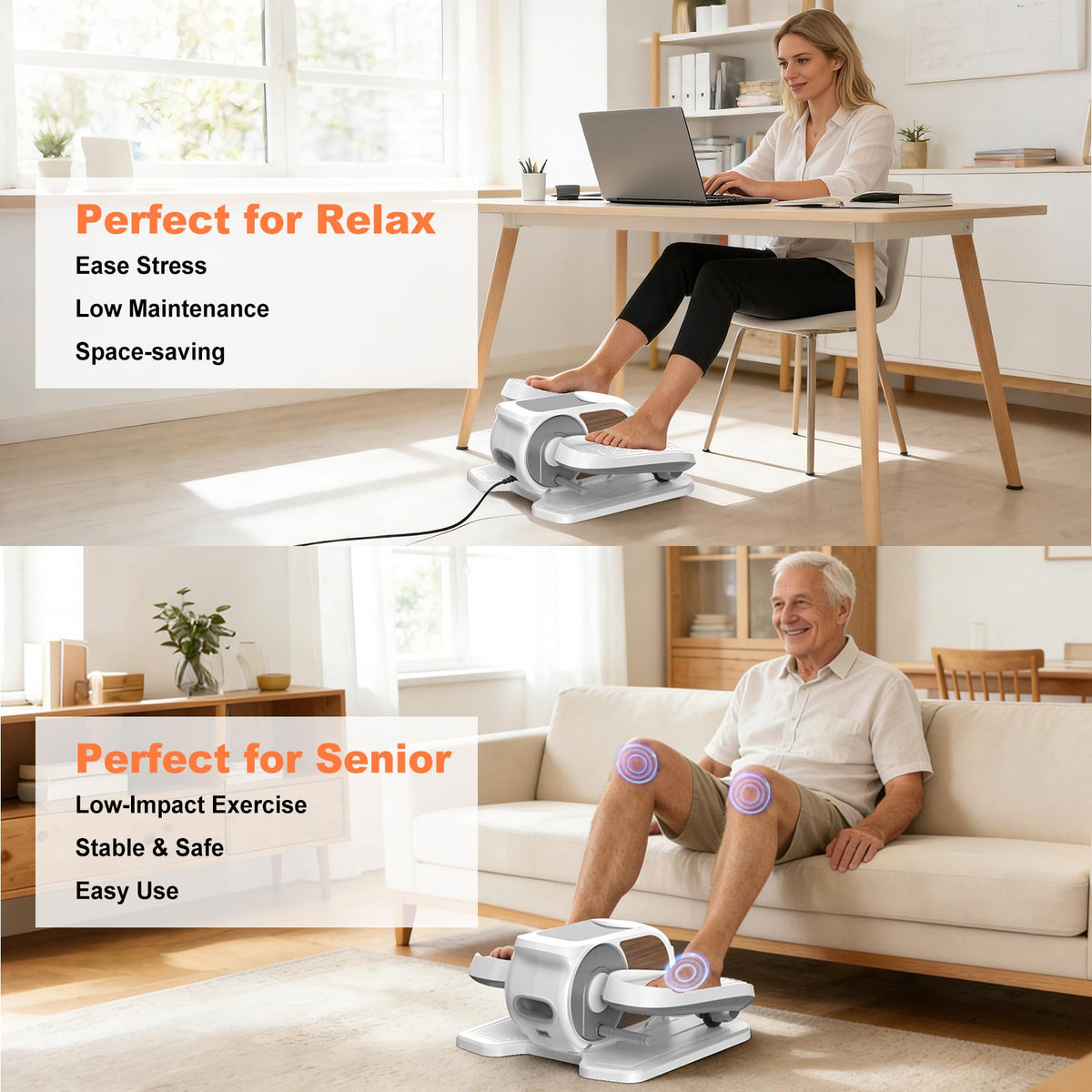 Under Desk Elliptical Machine, Ellipse Leg Exerciser While Sitting, Quiet Portable Electric Seated Pedal Exerciser,Fully Assembled with Remote Control & 12 Adjustable Speeds