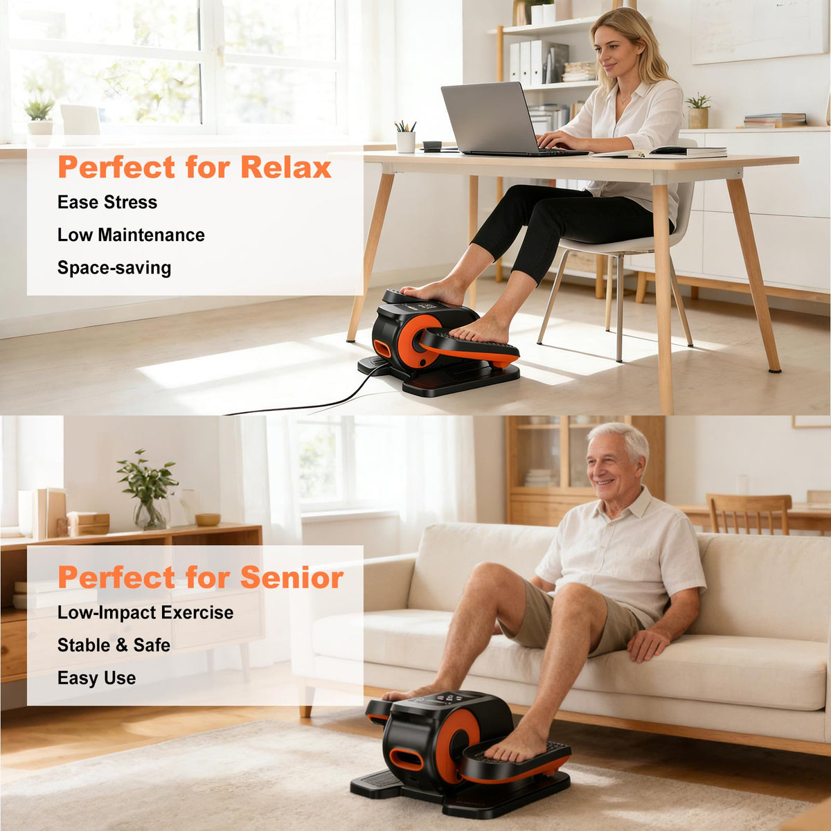 Under Desk Elliptical Machine, Ellipse Leg Exerciser While Sitting, Quiet Portable Electric Seated Pedal Exerciser,Fully Assembled with Remote Control & 12 Adjustable Speeds