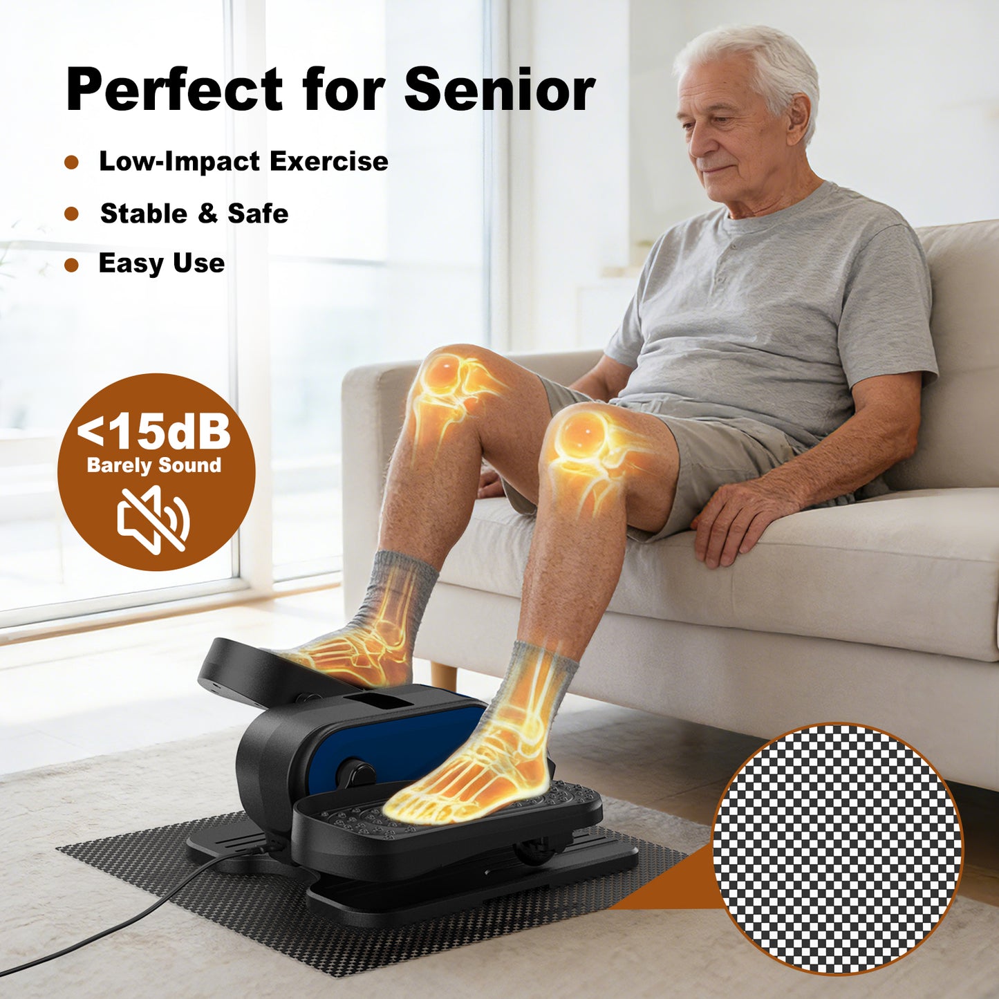 Funslim Under Desk Elliptical Machine, Electric Elliptical Exerciser for Senior, Quiet & Small Electric Seated Pedal Exerciser for Home with Remote Control，Display Monitor & 12 Adjustable Speeds