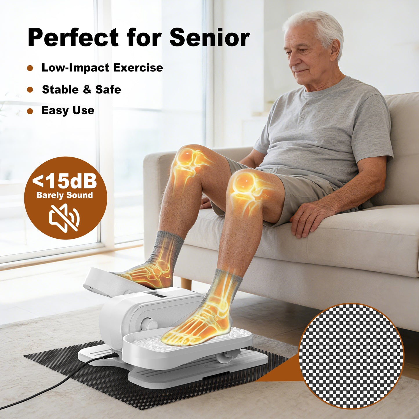 Funslim Under Desk Elliptical Machine, Electric Elliptical Exerciser for Senior, Quiet & Small Electric Seated Pedal Exerciser for Home with Remote Control，Display Monitor & 12 Adjustable Speeds