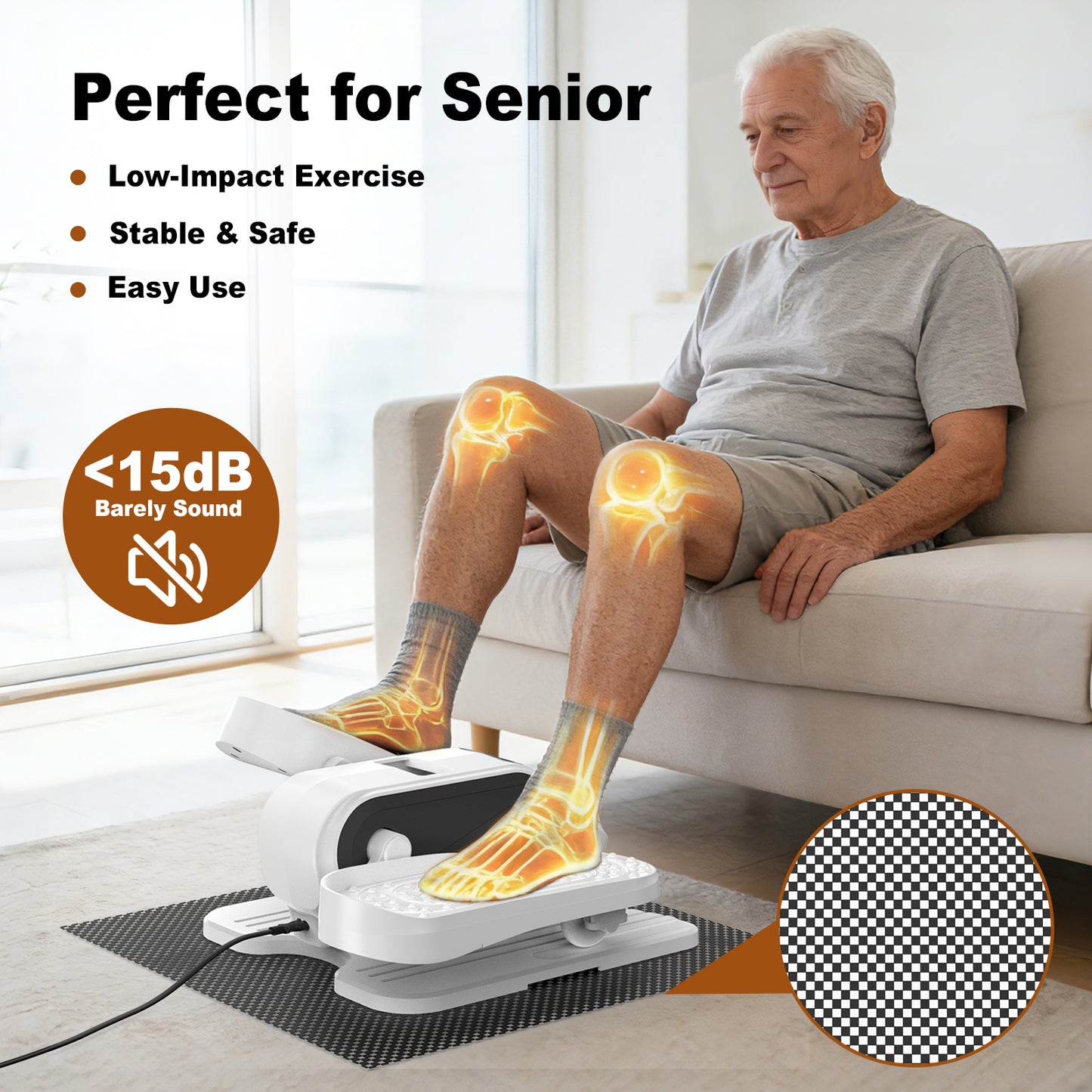 Funslim Under Desk Elliptical Machine, Electric Elliptical Exerciser for Senior, Quiet & Small Electric Seated Pedal Exerciser for Home with Remote Control，Display Monitor & 12 Adjustable Speeds