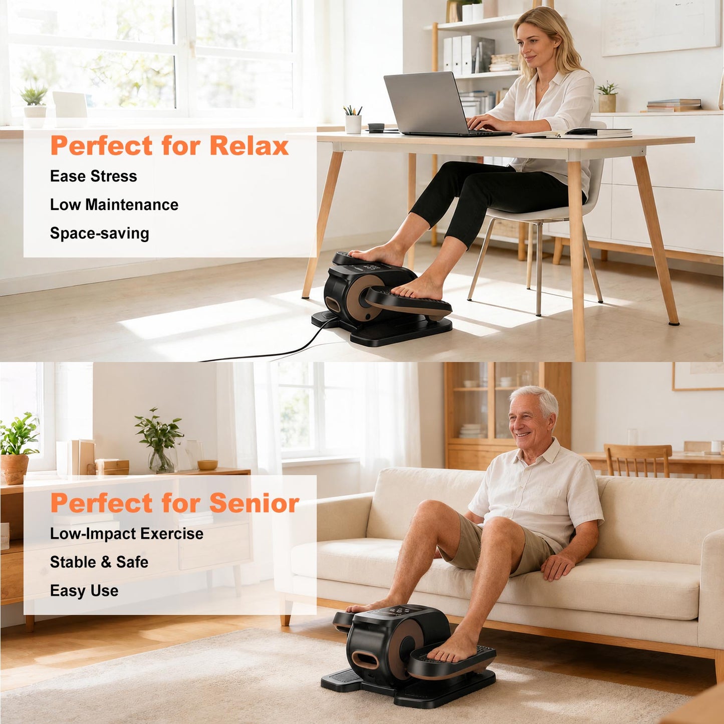 Under Desk Elliptical Machine, Ellipse Leg Exerciser While Sitting, Quiet Portable Electric Seated Pedal Exerciser,Fully Assembled with Remote Control & 12 Adjustable Speeds