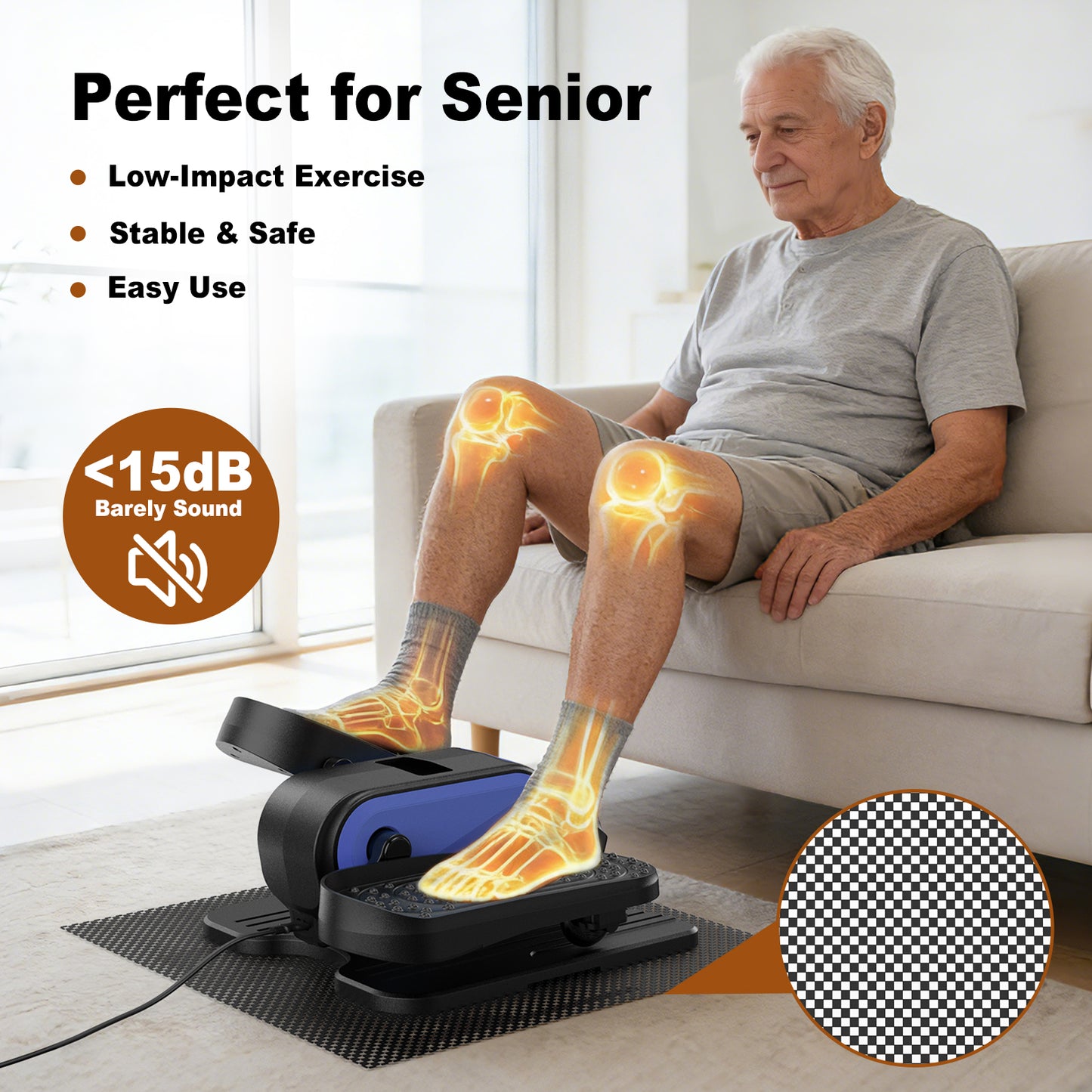 Funslim Under Desk Elliptical Machine, Electric Elliptical Exerciser for Senior, Quiet & Small Electric Seated Pedal Exerciser for Home with Remote Control，Display Monitor & 12 Adjustable Speeds