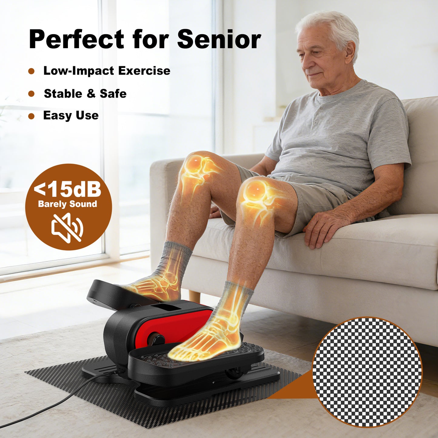 Funslim Under Desk Elliptical Machine, Electric Elliptical Exerciser for Senior, Quiet & Small Electric Seated Pedal Exerciser for Home with Remote Control，Display Monitor & 12 Adjustable Speeds