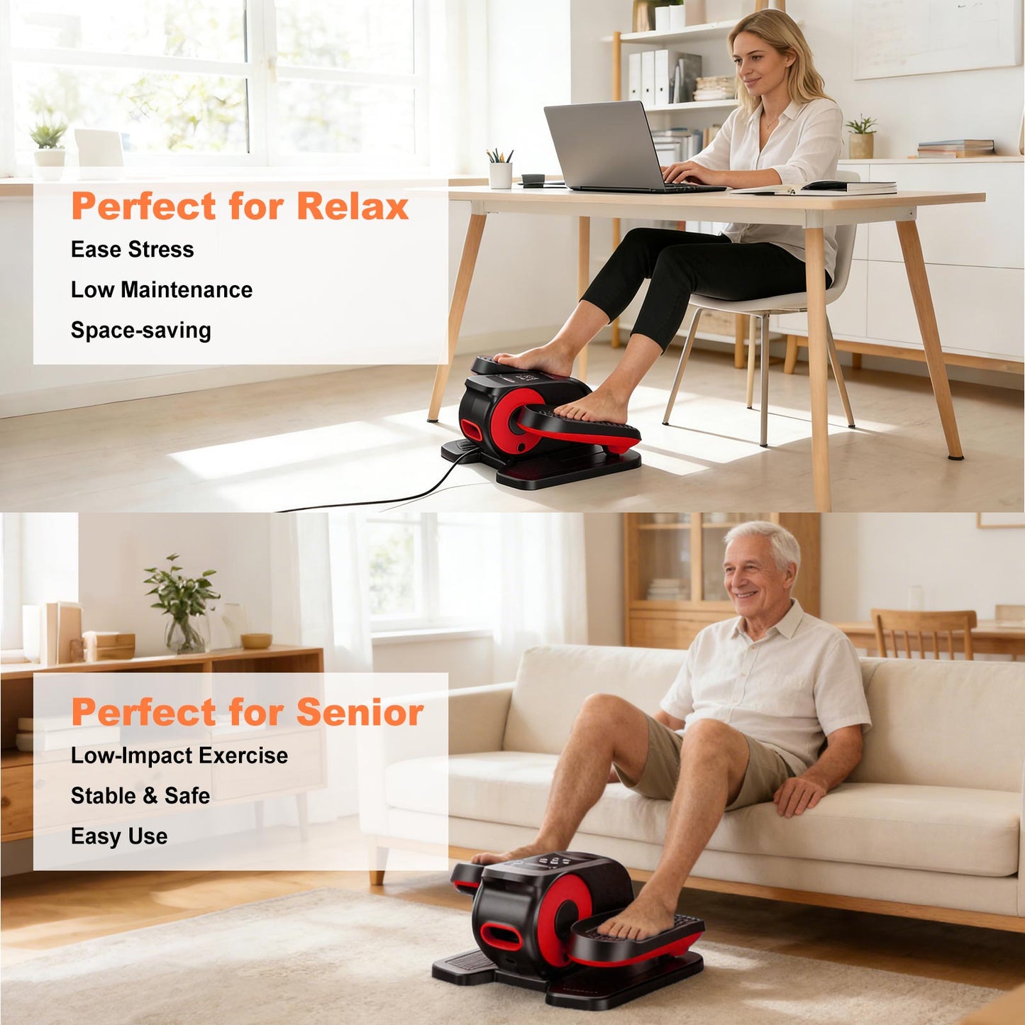 Under Desk Elliptical Machine, Ellipse Leg Exerciser While Sitting, Quiet Portable Electric Seated Pedal Exerciser,Fully Assembled with Remote Control & 12 Adjustable Speeds